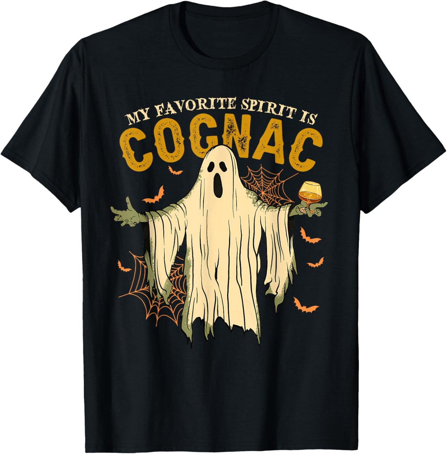 My Favorite Spirit Is Cognac Funny Ghost Halloween Costume T-Shirt - T-Shirt | Black