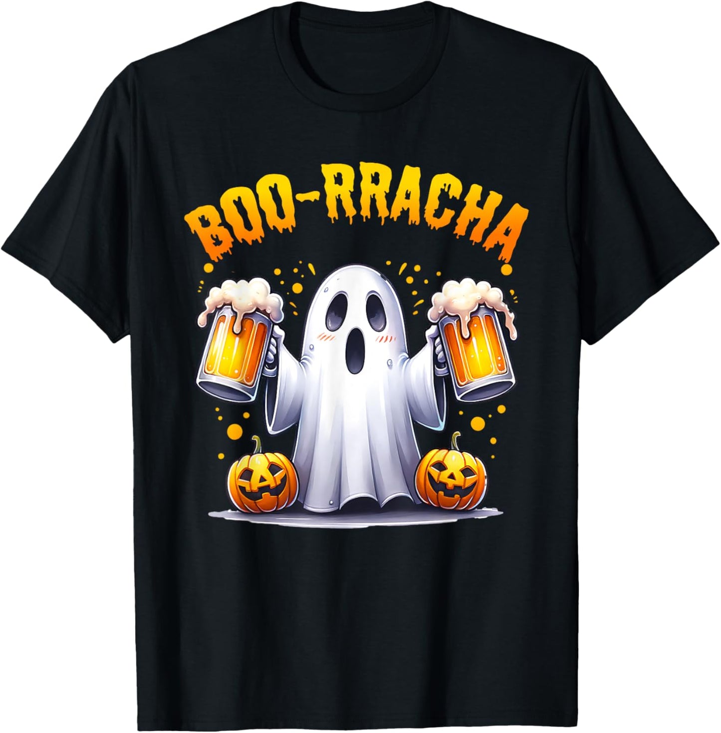 Boo-racha Funny Halloween Ghost Beer Design Borracha T-Shirt - T-Shirt | Black