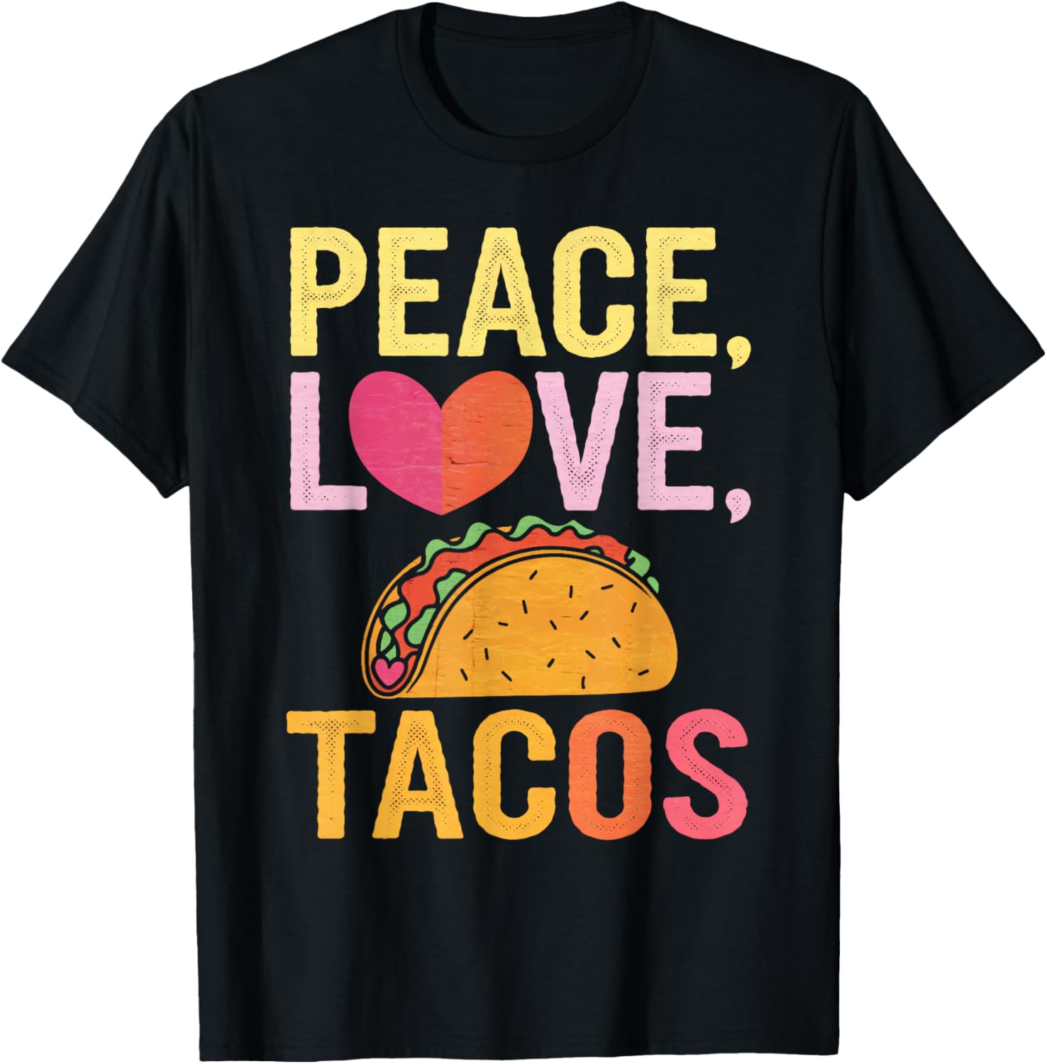 Peace Love Tacos Valentines Day Hearts Men Women Kids T-Shirt - T-Shirt | Black