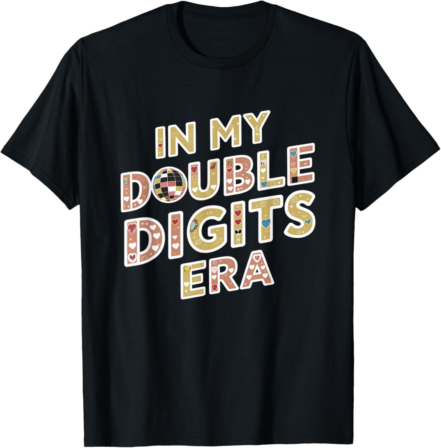 In My Double Digits Era 10th Birthday Retro 10 Year Old T-Shirt - T-Shirt | Black