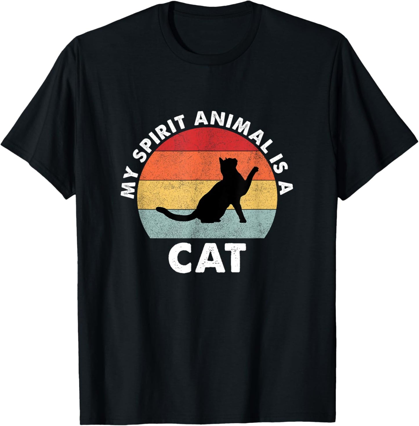 Vintage My Spirit Animal is a Cat Men Women T-Shirt - T-Shirt | Black