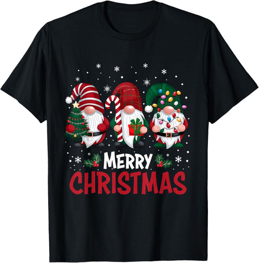 Merry Christmas Gnomes Family Xmas Festive Holiday Gnome T-Shirt - T-Shirt | Black