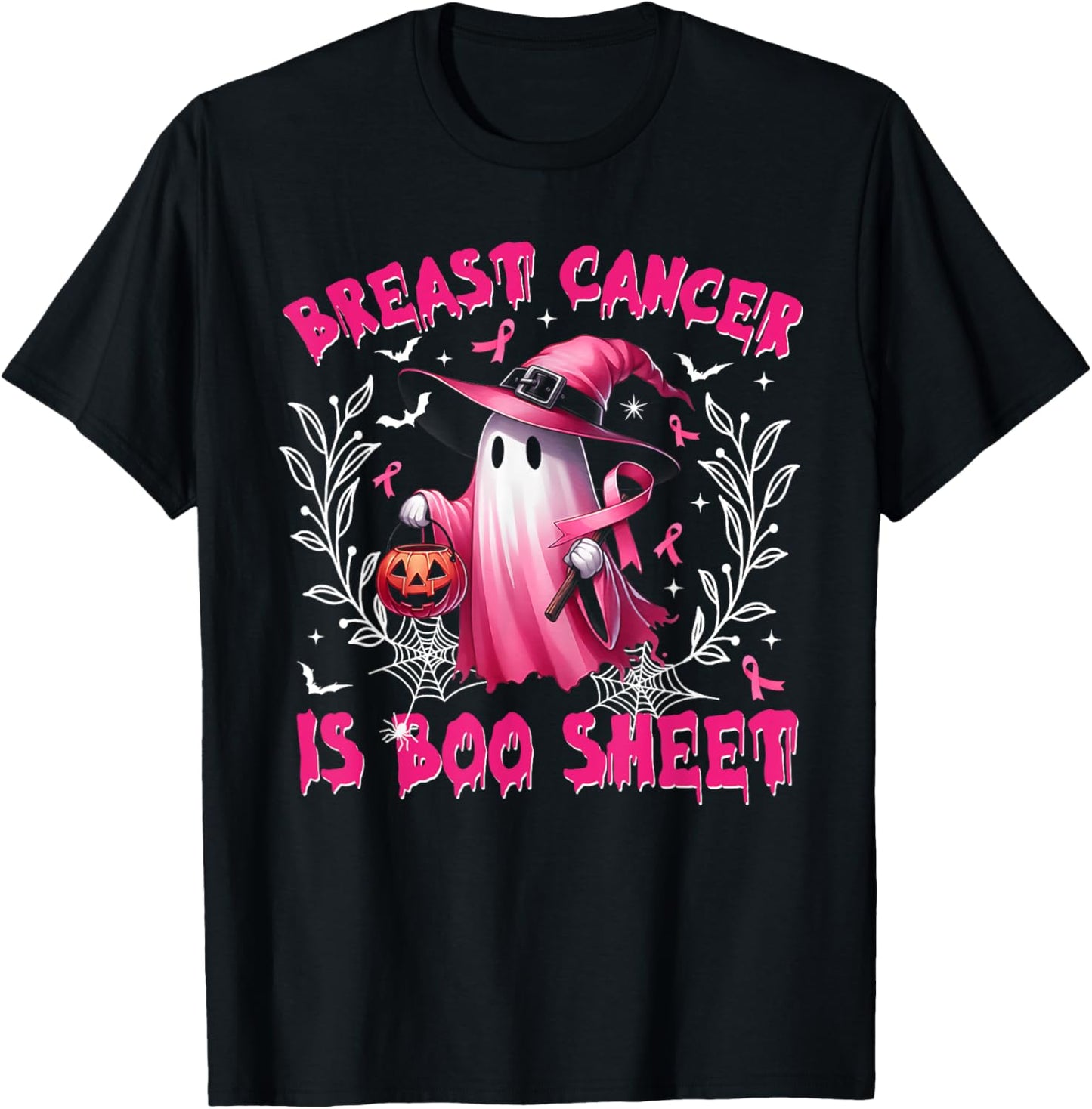 Breast Cancer Is Boo Sheet Halloween Breast Cancer Awareness T-Shirt - T-Shirt | Black
