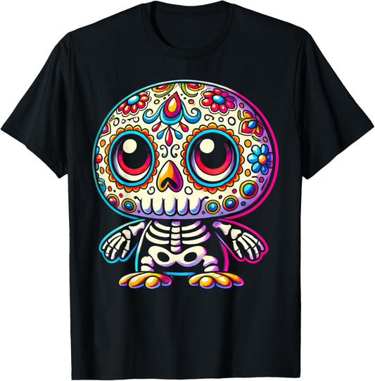 Adorable Día de Muertos Sugar Skull Penguin Day of the Dead T-Shirt - T-Shirt | Black