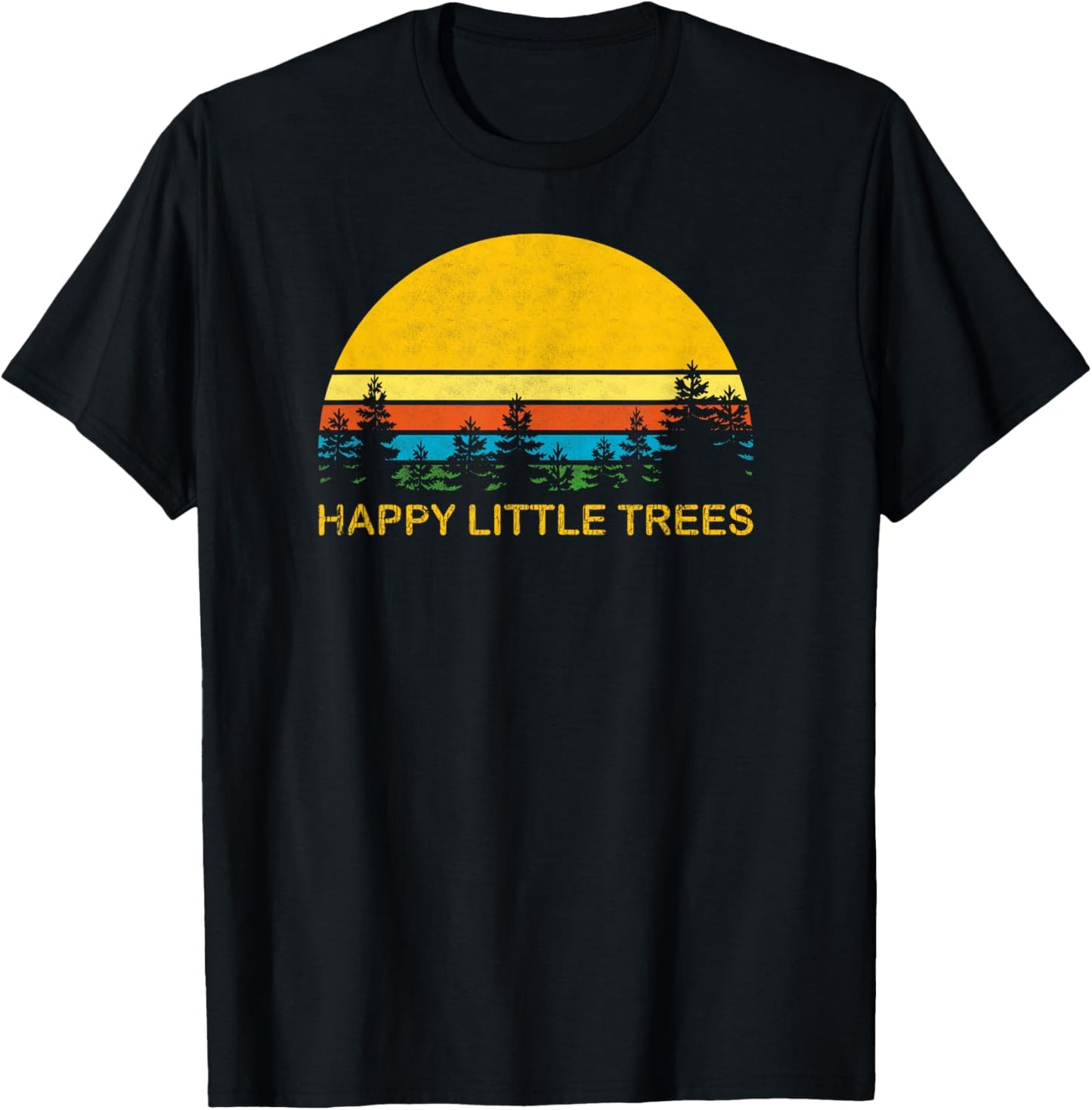 Happy Little Trees Vintage T-Shirt - T-Shirt | Black