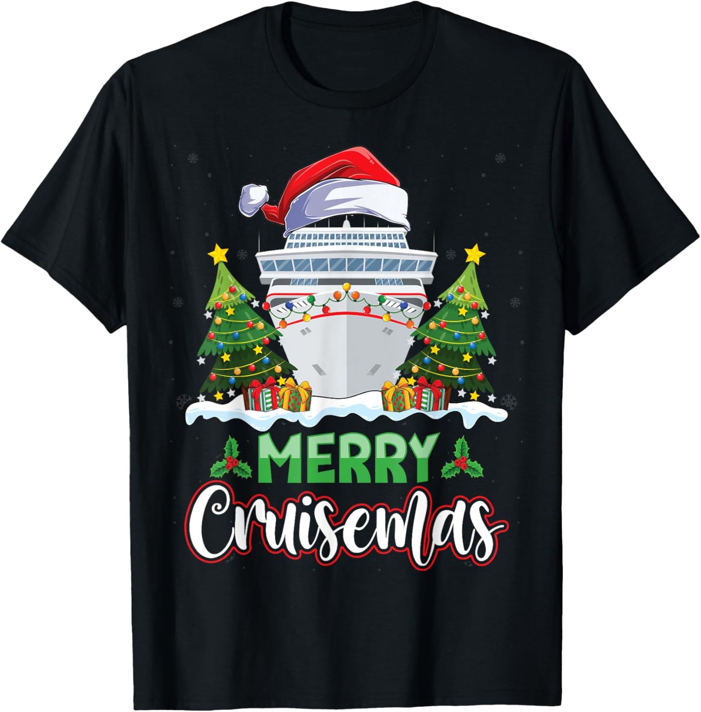 Merry Cruisemas Funny Vacation Cruise Ship Christmas Holiday T-Shirt - T-Shirt | Black