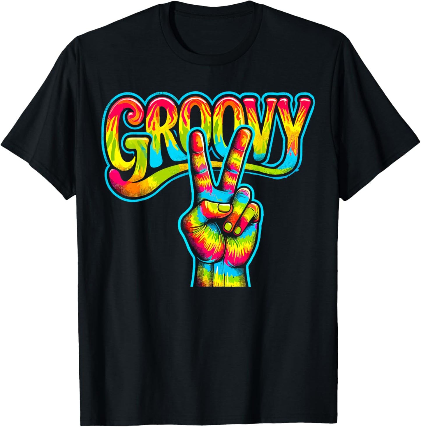 Hippie Tie Dye Peace Sign Love Groovy T-Shirt - T-Shirt | Black
