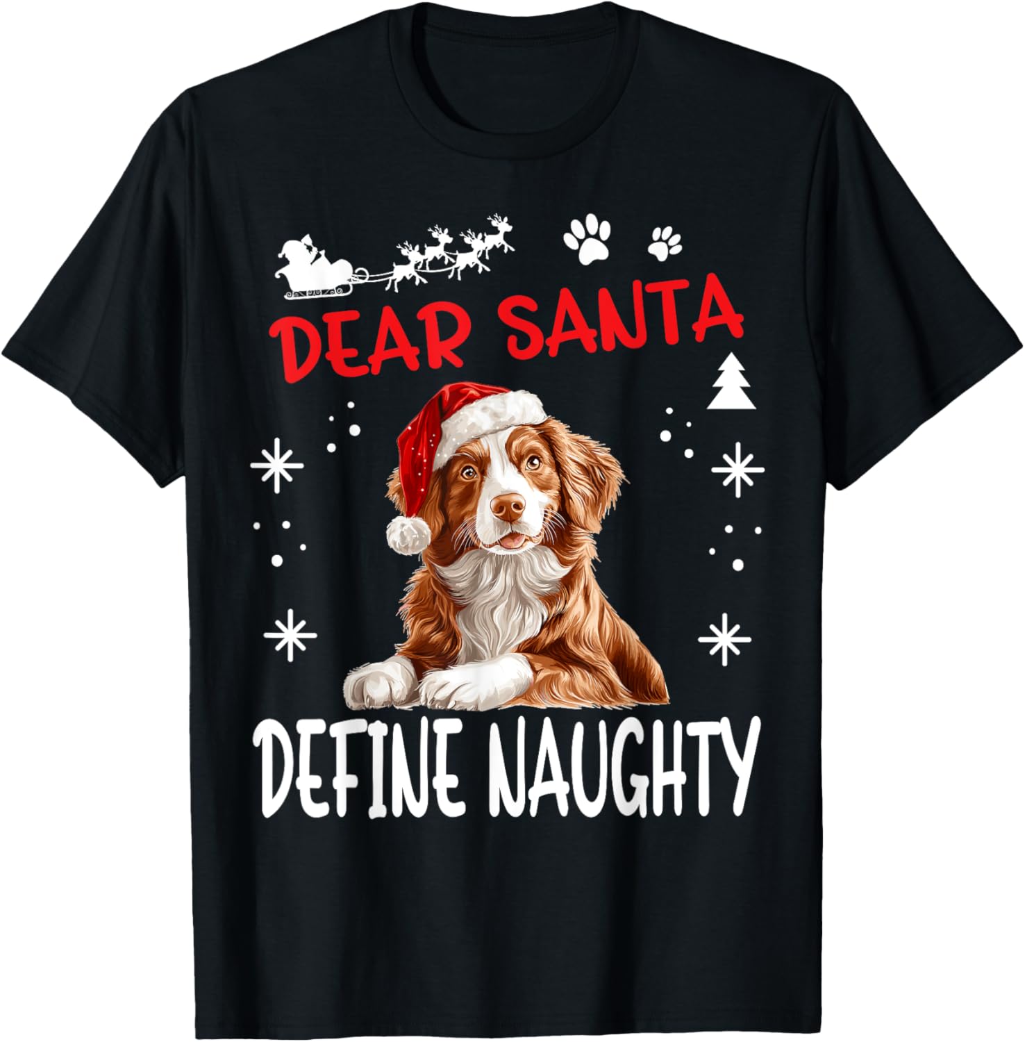 Cute Nova Scotia Duck Tolling Retriever Dog Christmas Dear T-Shirt - T-Shirt | Black