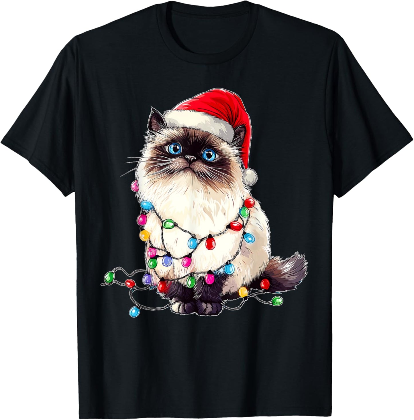 Himalayan Cat Christmas Hat Xmas T-Shirt - T-Shirt | Black