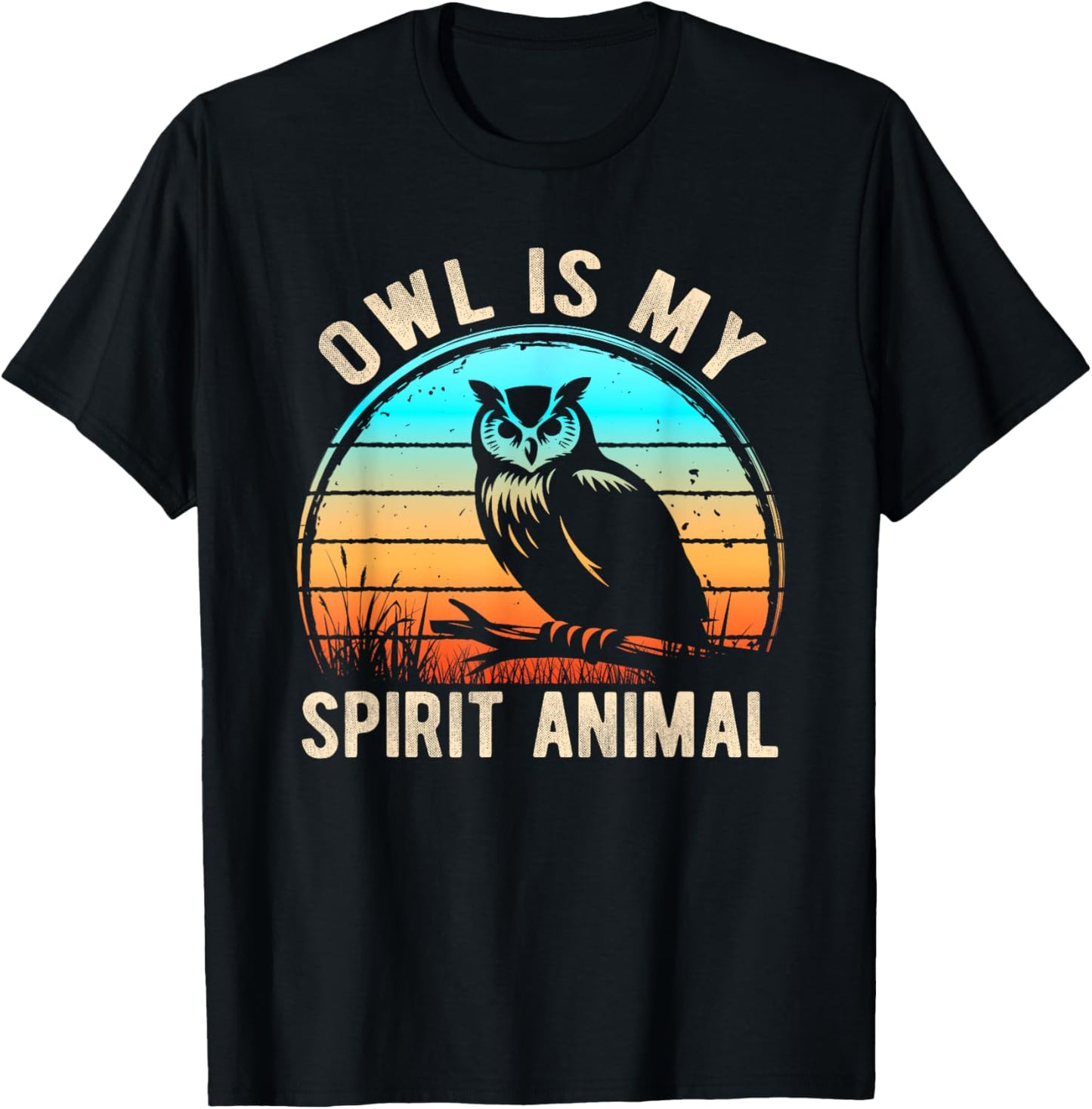 Owl Is My Spirit Animal Retro Nature Lovers T-Shirt - T-Shirt | Black