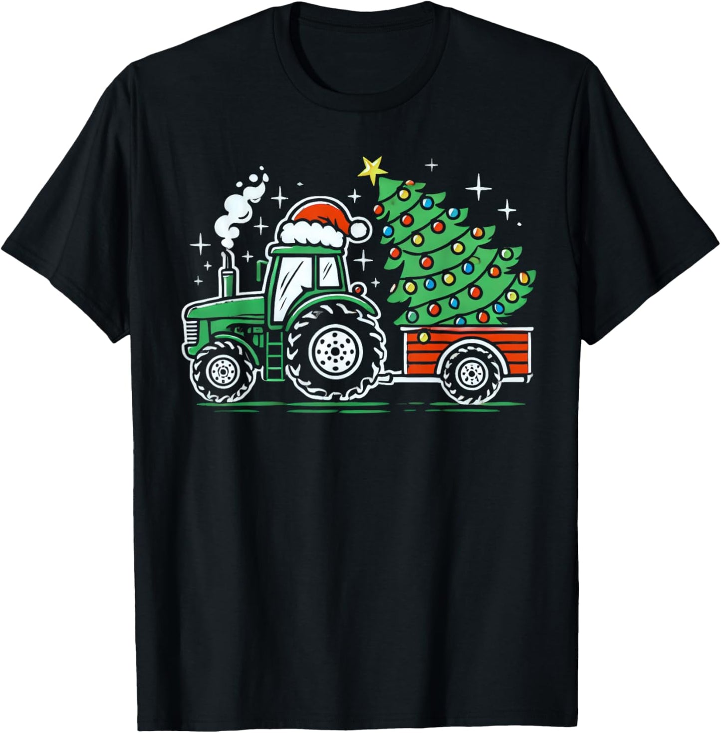 Farm Truck Christmas Tree Tractor Farmer Xmas Boys Kids T-Shirt - T-Shirt | Black