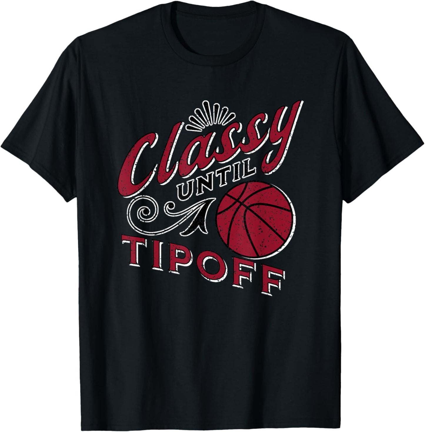 Classy Women Basketball Maroon Gift Basketball Mom Text T-Shirt - T-Shirt | Black