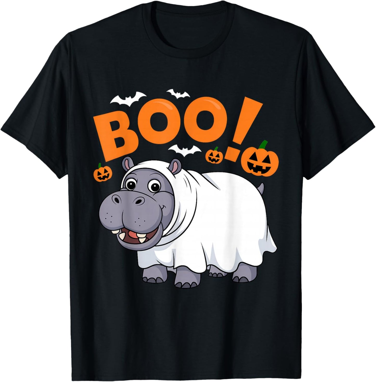 Boo Hippo Halloween Costume Hippopotamus Africa Animal Fun T-Shirt - T-Shirt | Black
