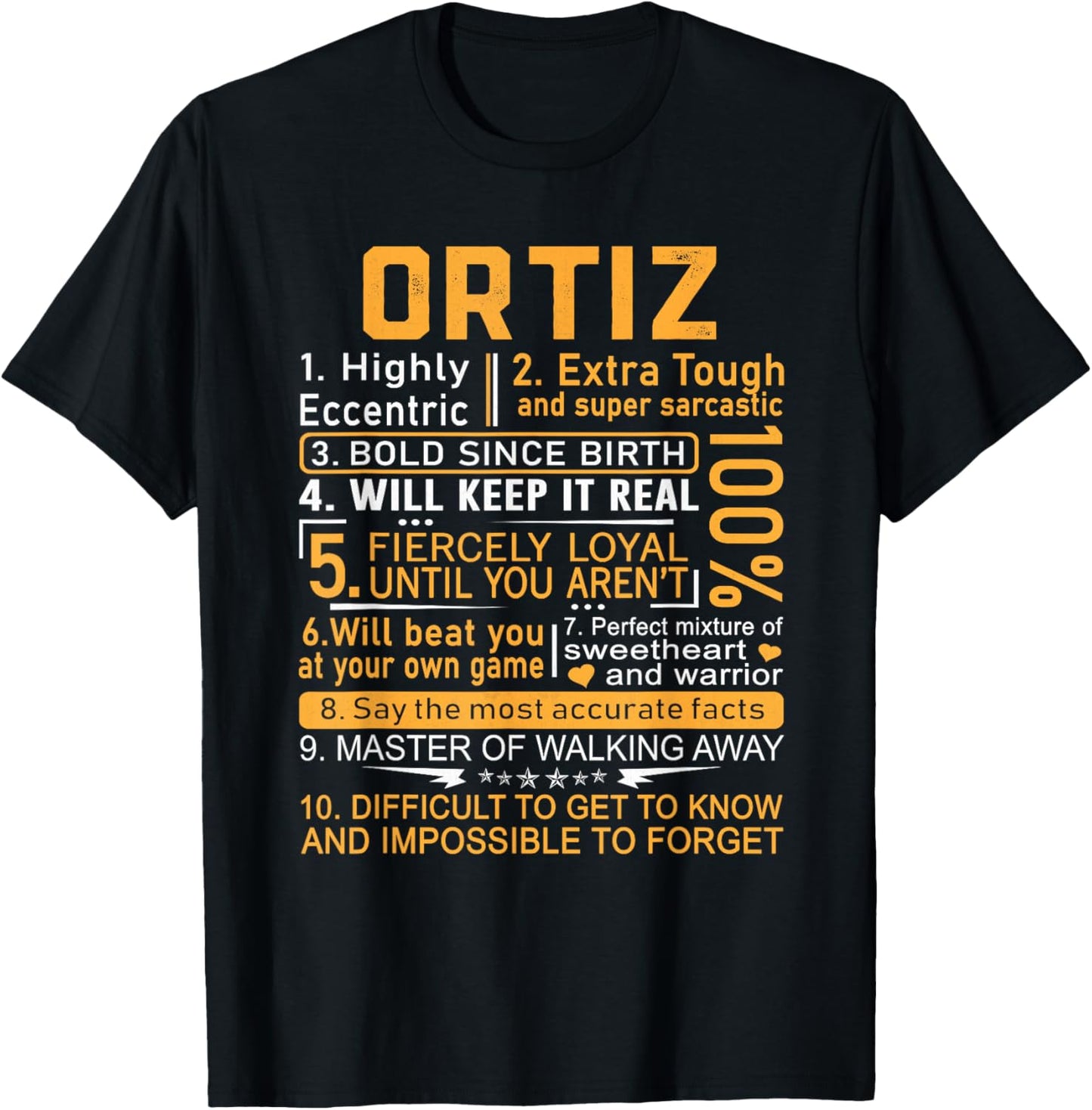 Ortiz Name Shirt Personalized Ortiz Last Name T-Shirt - T-Shirt | Black