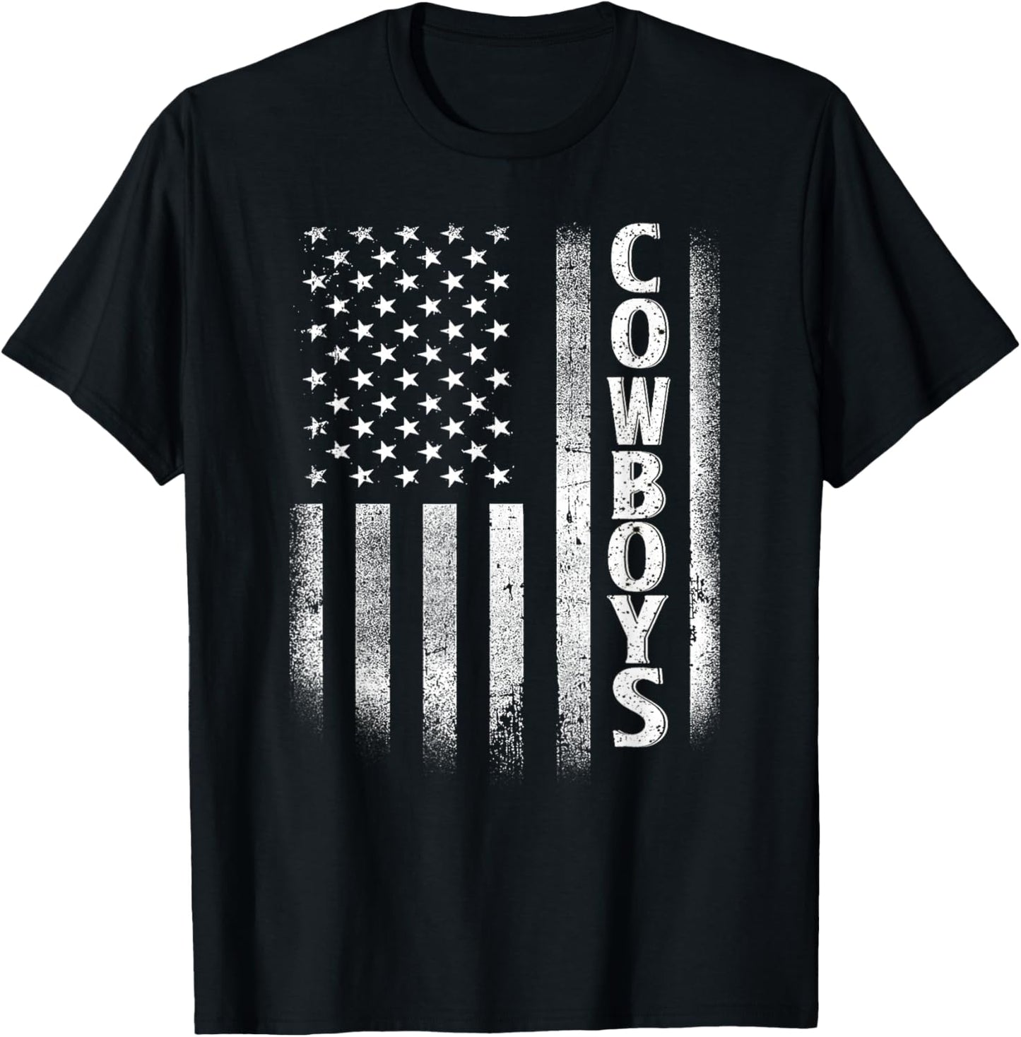 Cowboys USA Flag Patriotic. Design Women Girls Kids T-Shirt - T-Shirt | Black