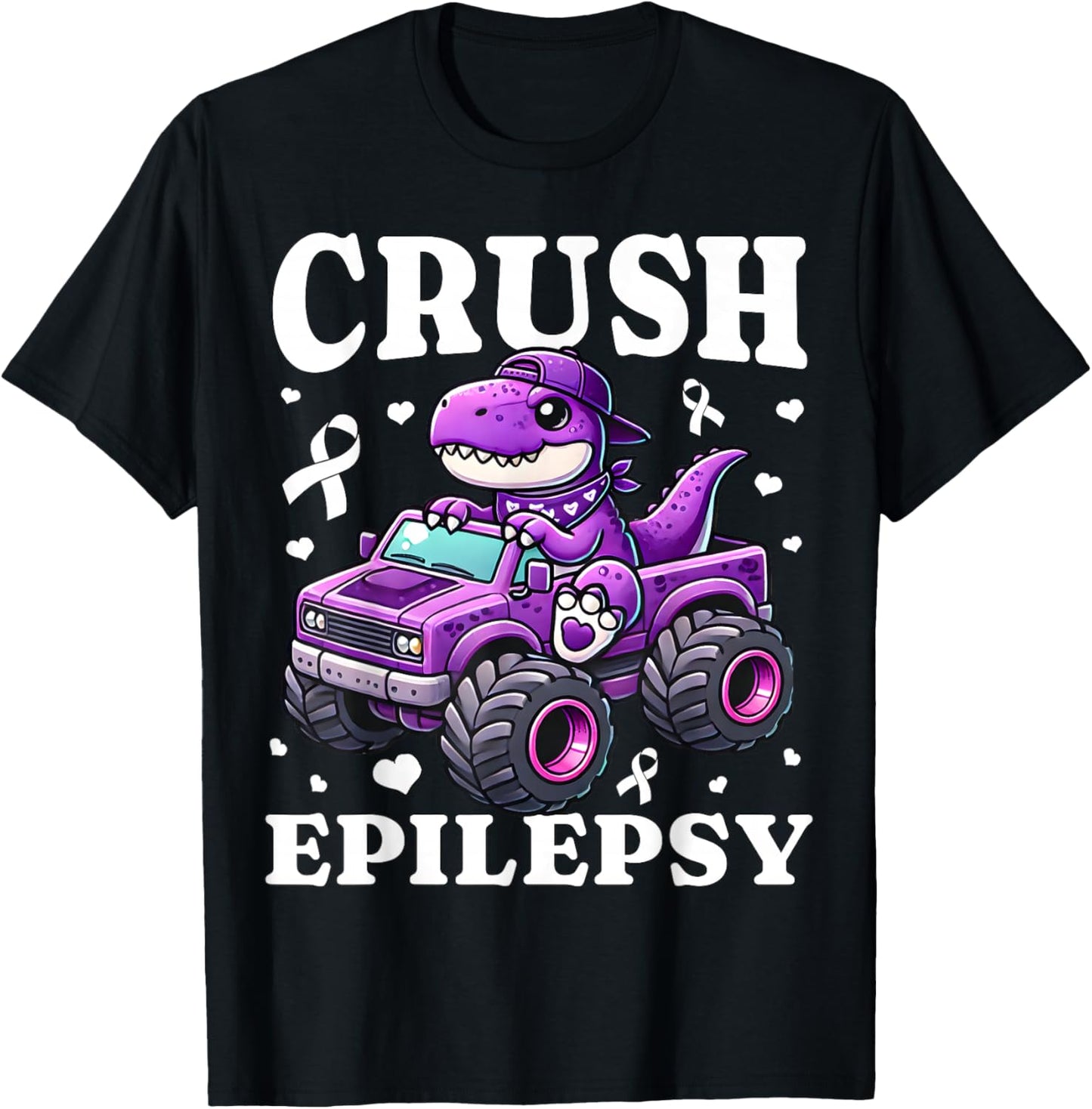 Crush Epilepsy Awareness For Kids Boys Girls Monster Truck T-Shirt - T-Shirt | Black