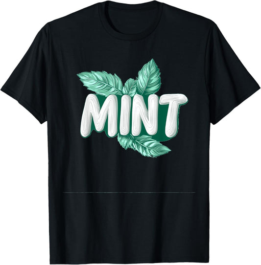 Charming Mint Graphics for a Fresh Look T-Shirt - T-Shirt | Black