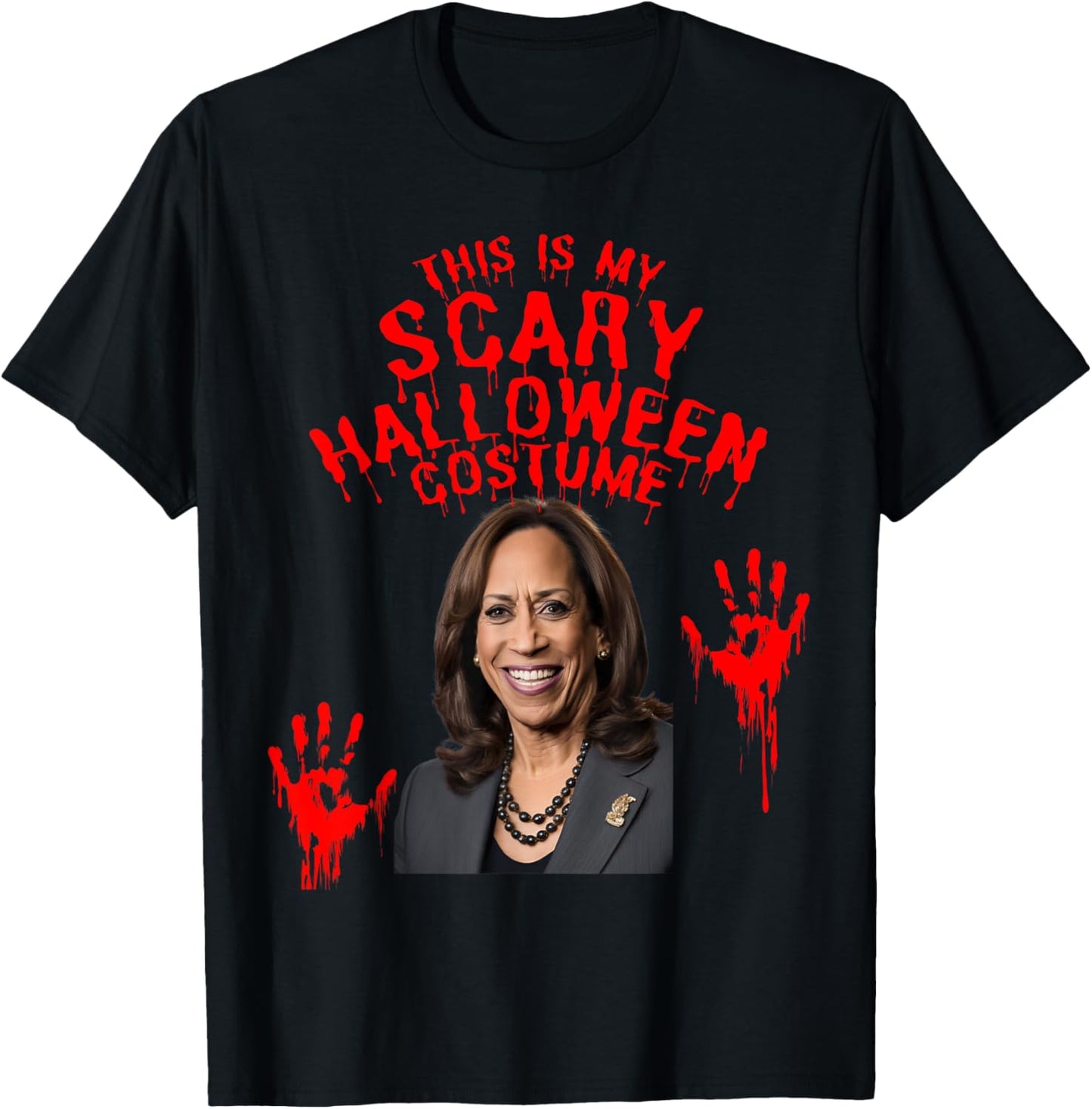 Funny Kamala Harris Scary Halloween Gag President Costume T-Shirt - T-Shirt | Black