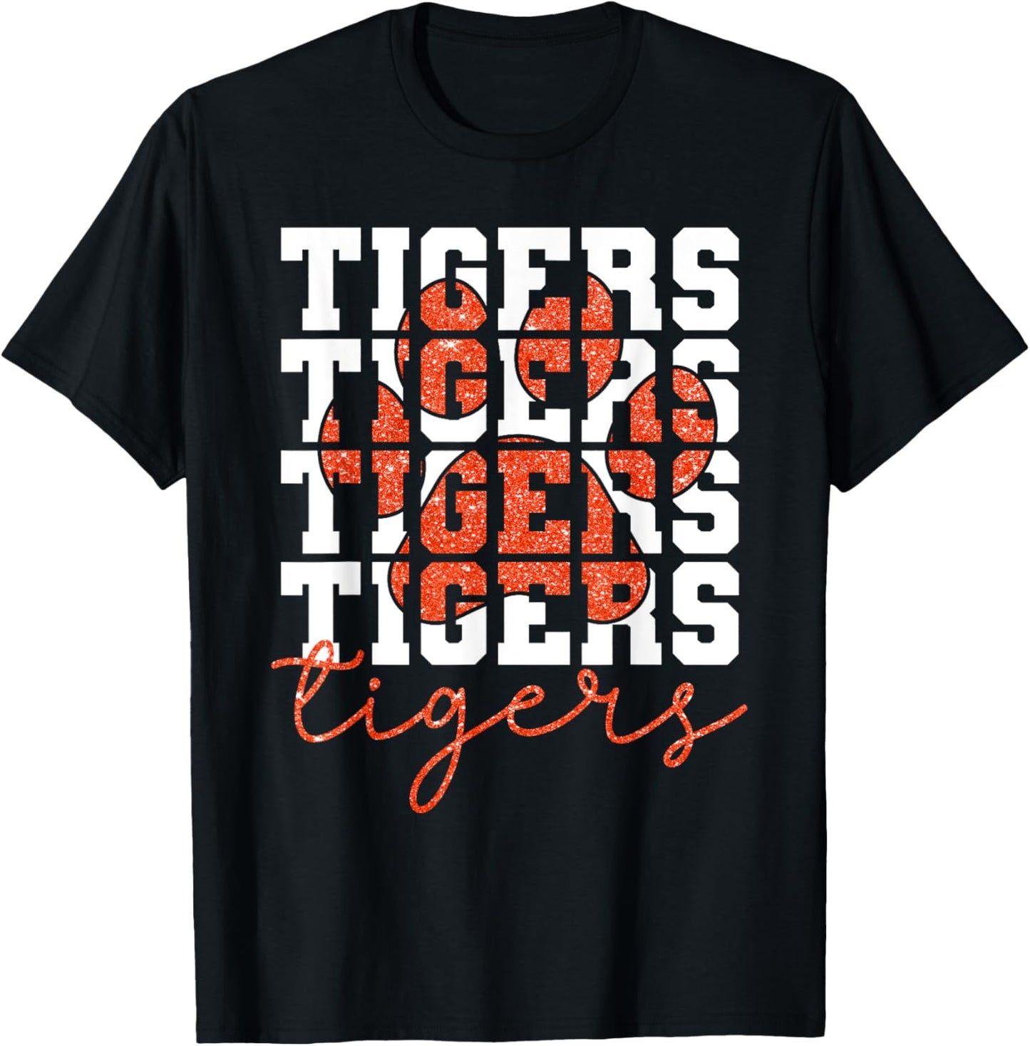Vintage Tigers School Sports Name Spirit Back To School T-Shirt - T-Shirt | Black
