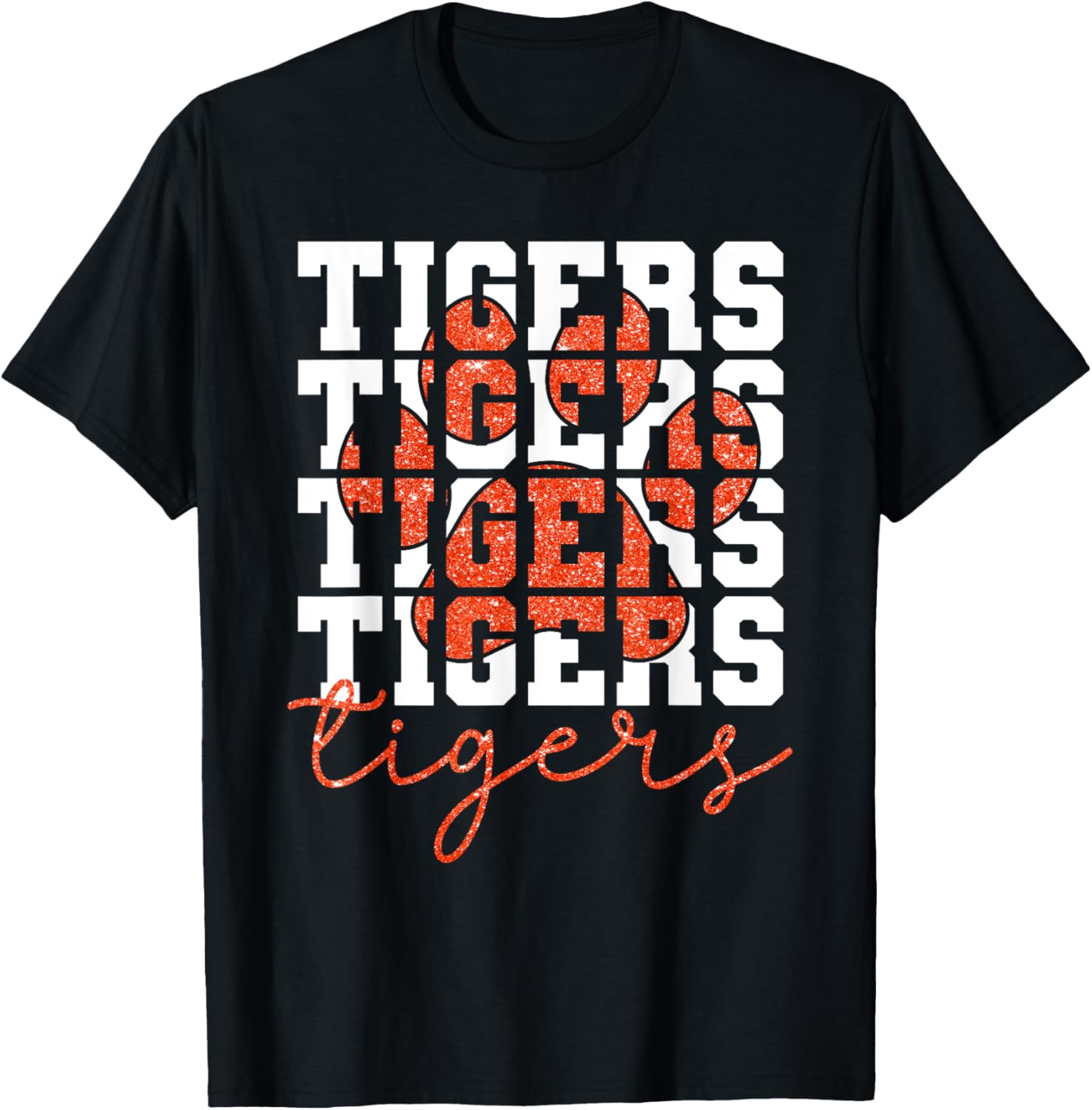 Vintage Tigers School Sports Name Spirit Back To School T-Shirt - T-Shirt | Black