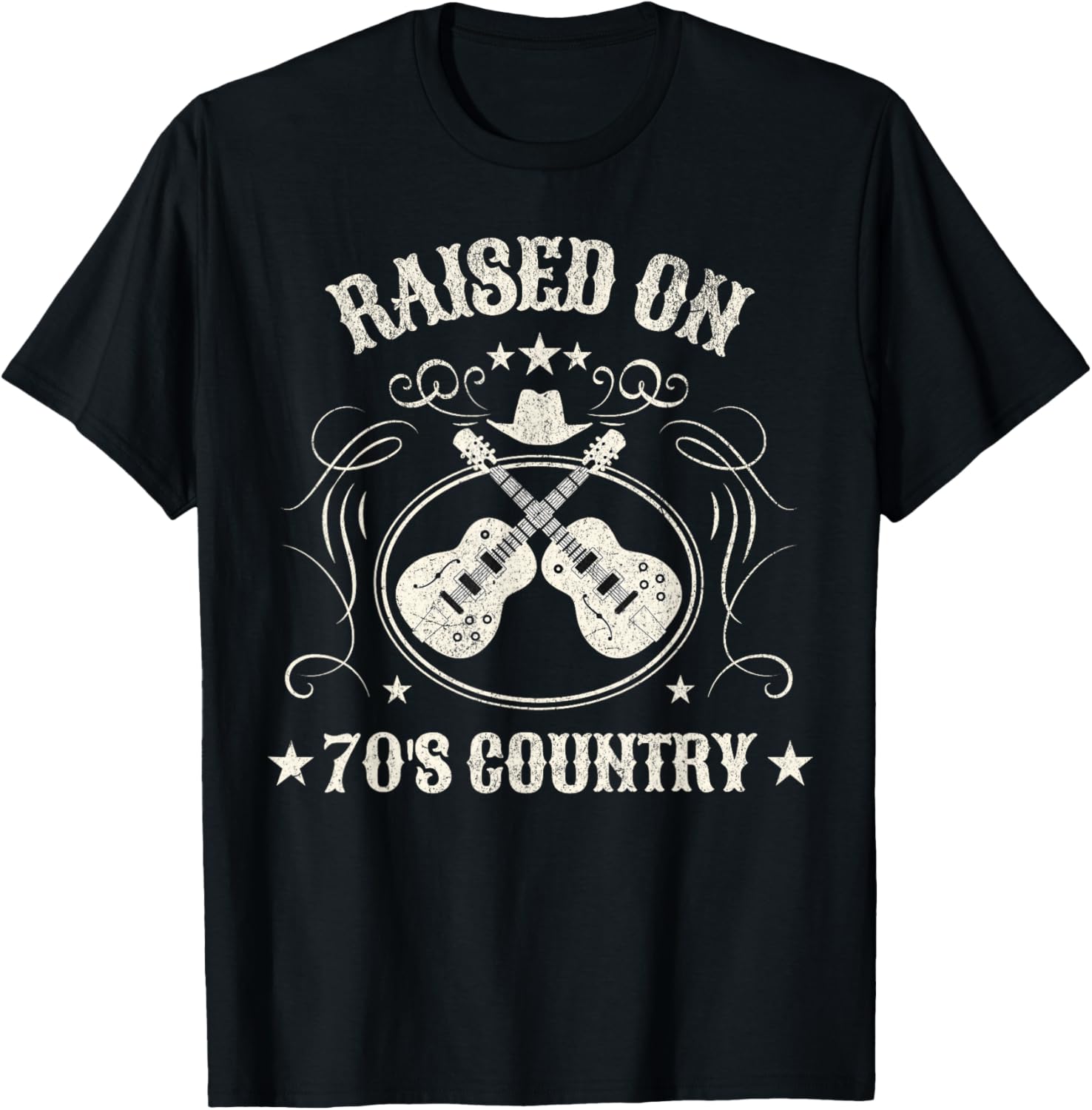 Raised On 70's Country Music Lover T-Shirt - T-Shirt | Black