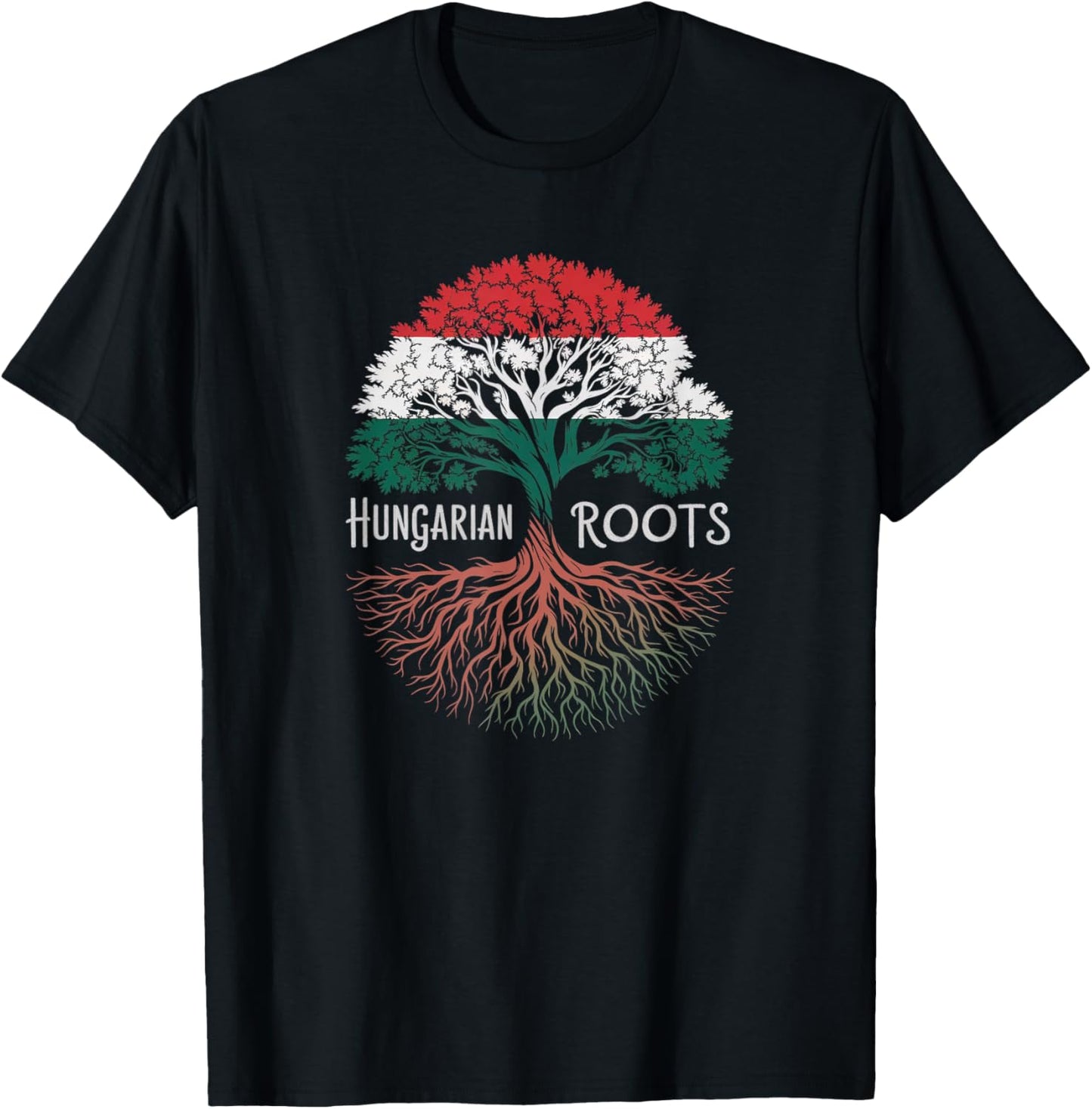 Hungarian Roots - Hungary Flag Colors Family Tree Souvenir T-Shirt - T-Shirt | Black