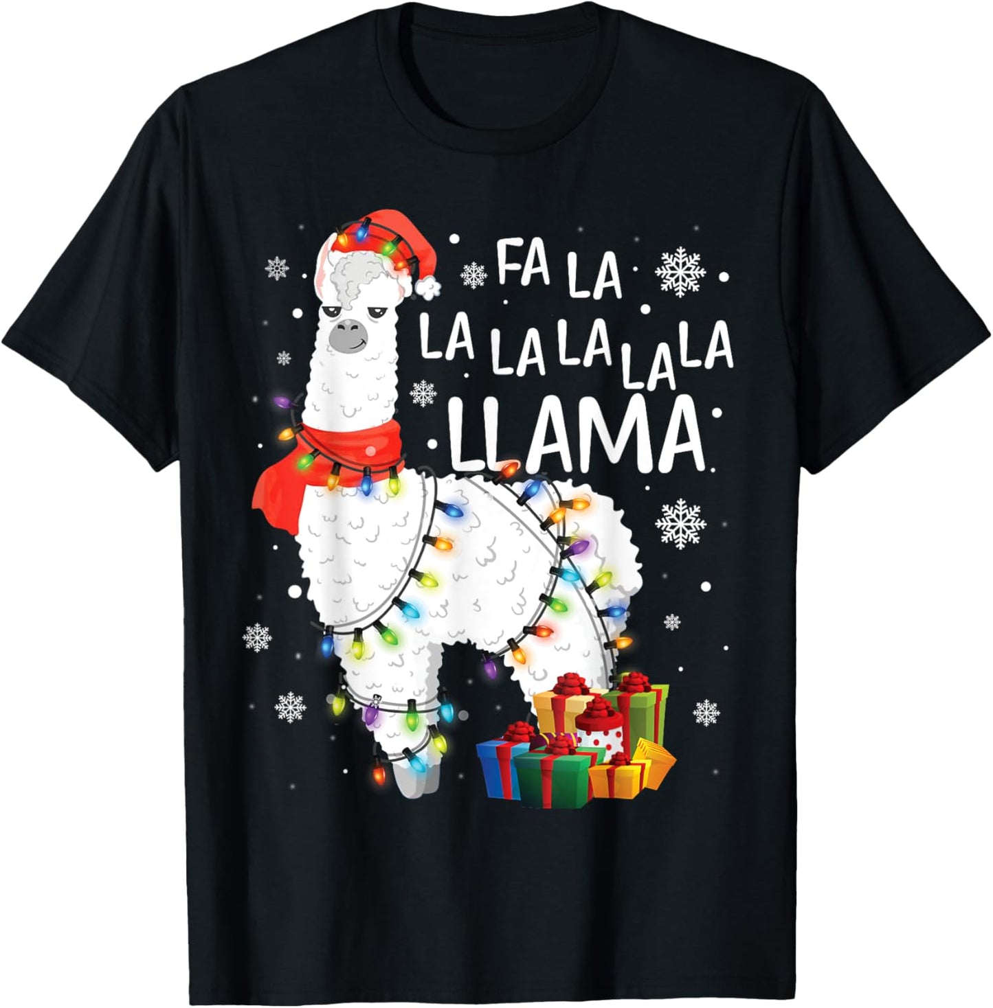 Fa La La Llama Christmas Funny Lllama Lover Xmas Pajamas T-Shirt - T-Shirt | Black