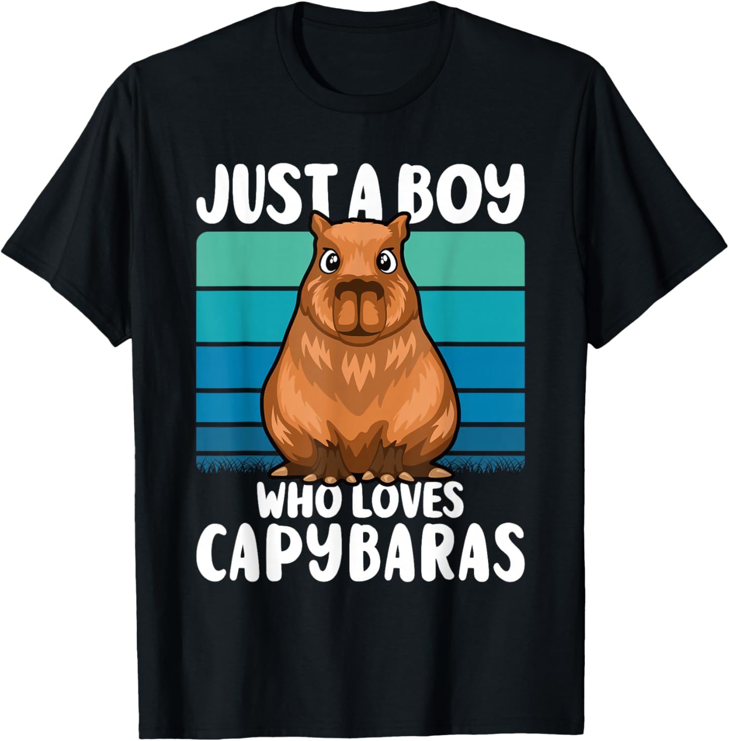 Just A Boy Who Loves Capybaras Funny Capybara Boys Kids T-Shirt - T-Shirt | Black