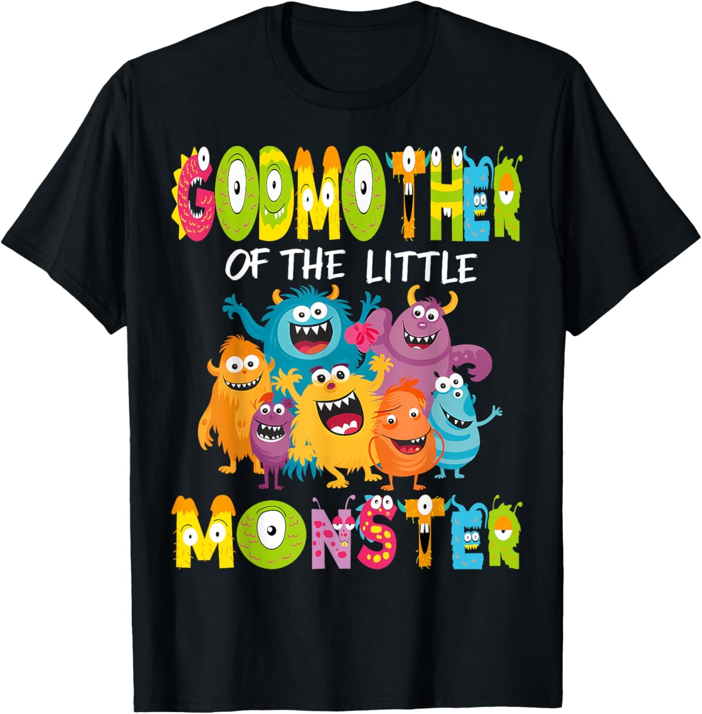 GodMother Of The Little Monster 1St Birthday Kids Party T-Shirt - T-Shirt | Black