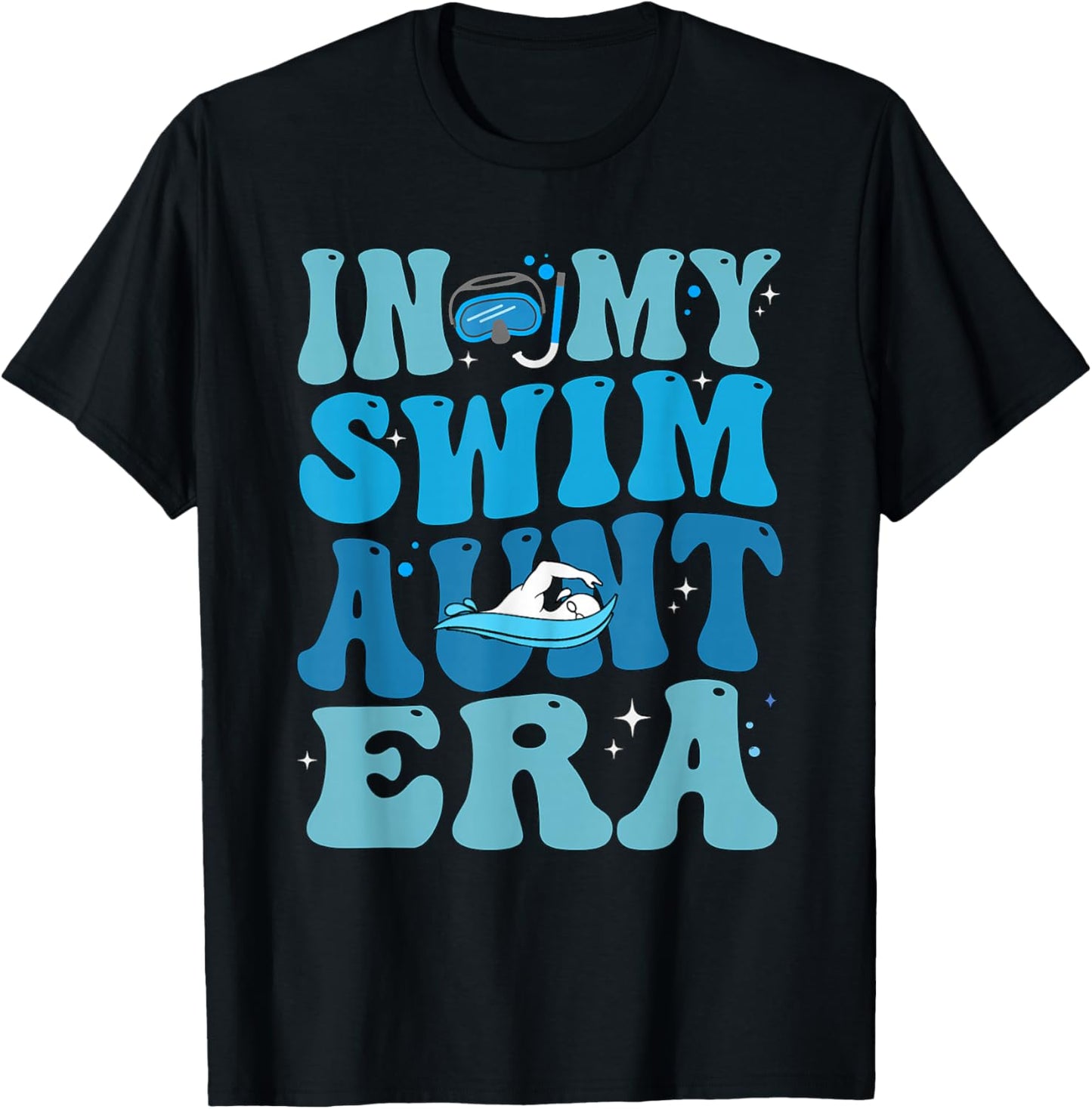Groovy In My Swim Aunt Era Swim Aunt Funny Retro T-Shirt - T-Shirt | Black