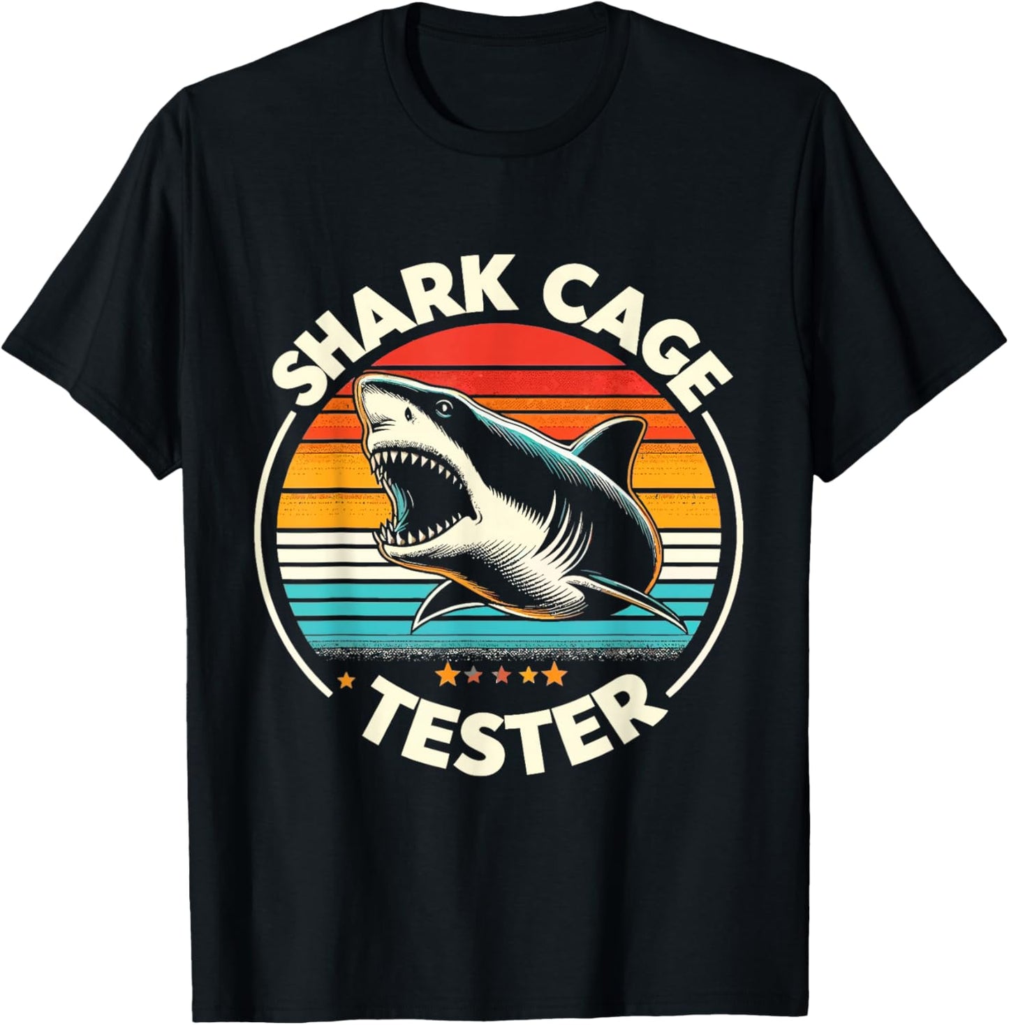 Retro Shark Cage Tester Recovery Funny Leg Arm Amputee T-Shirt - T-Shirt | Black