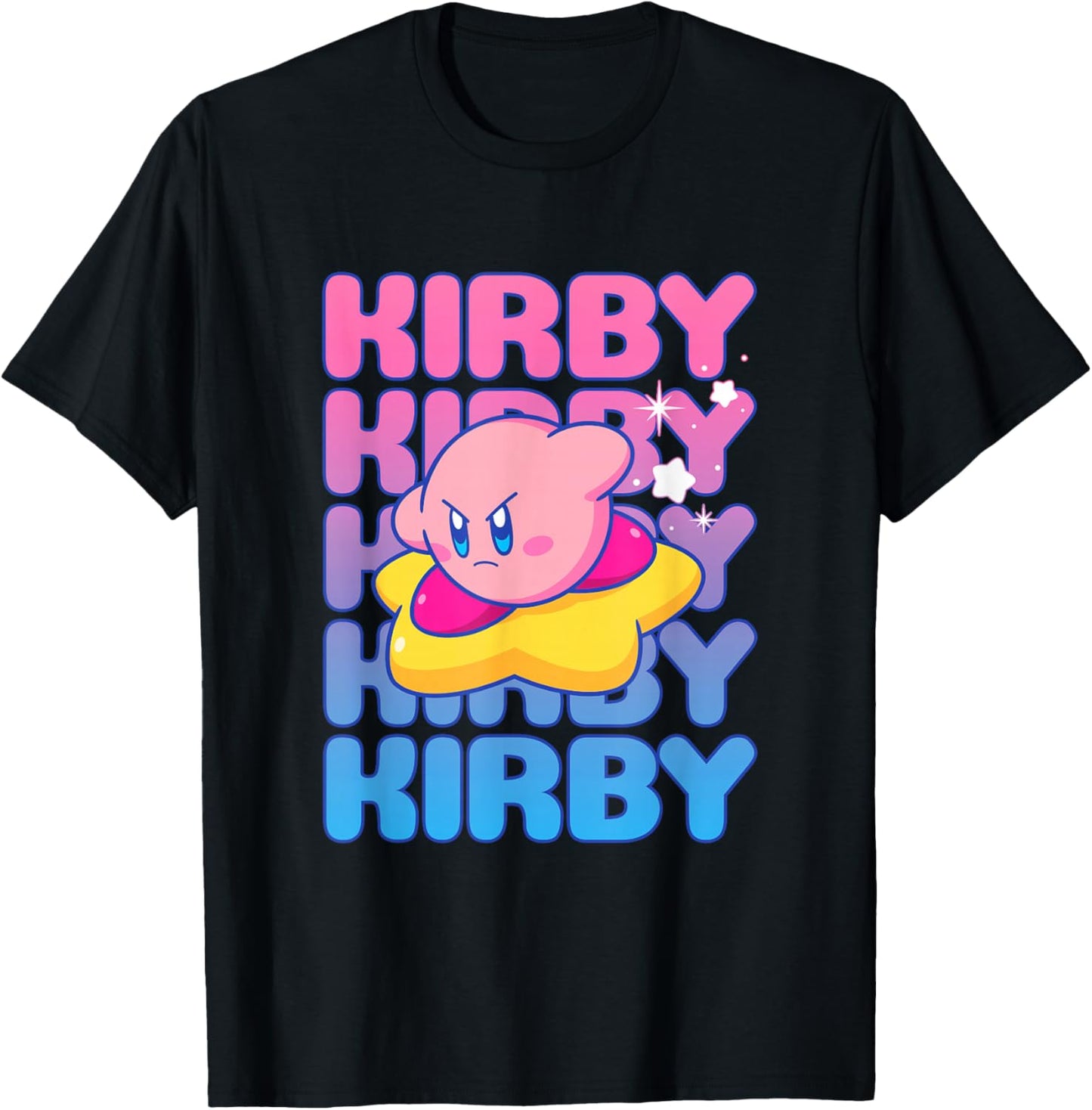 Kirby Nintendo Big Bubble Text Stack T-Shirt - T-Shirt | Black