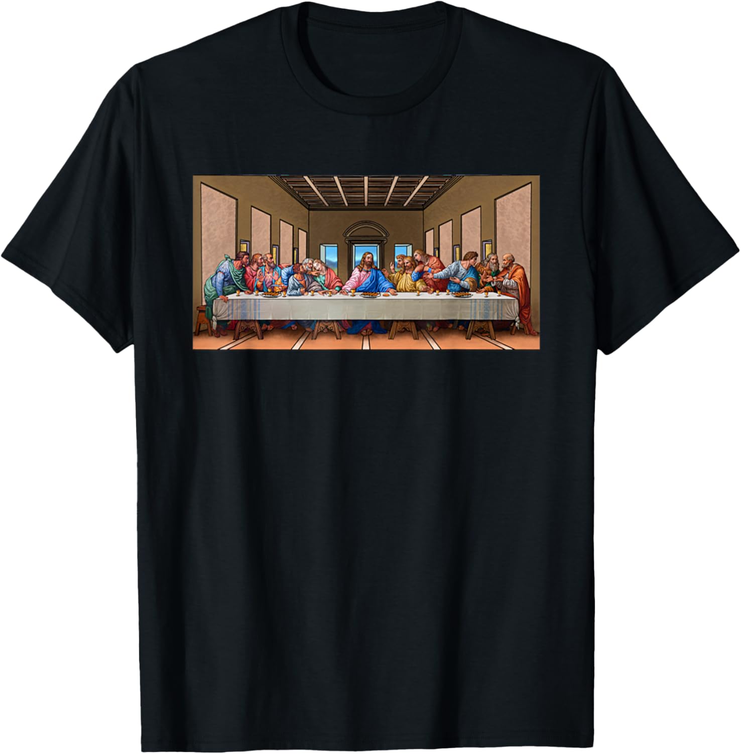 The Last Supper Jesus Christ Leonardo Da Vinci Painting T-Shirt - T-Shirt | Black