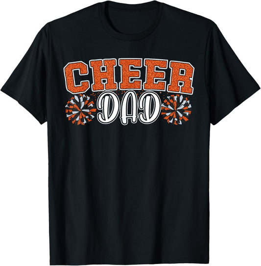 Proud Cheer Dad My Favorite Cheerleader Calls Me Dad Orange T-Shirt - T-Shirt | Black