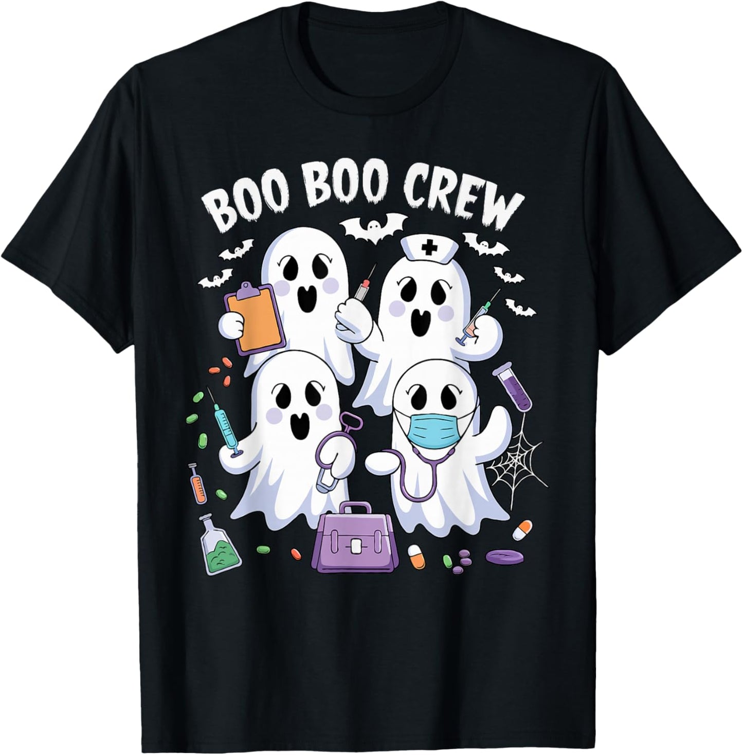 Boo boo Crew Nurse Halloween Funny Ghost Nurse Women T-Shirt - T-Shirt | Black