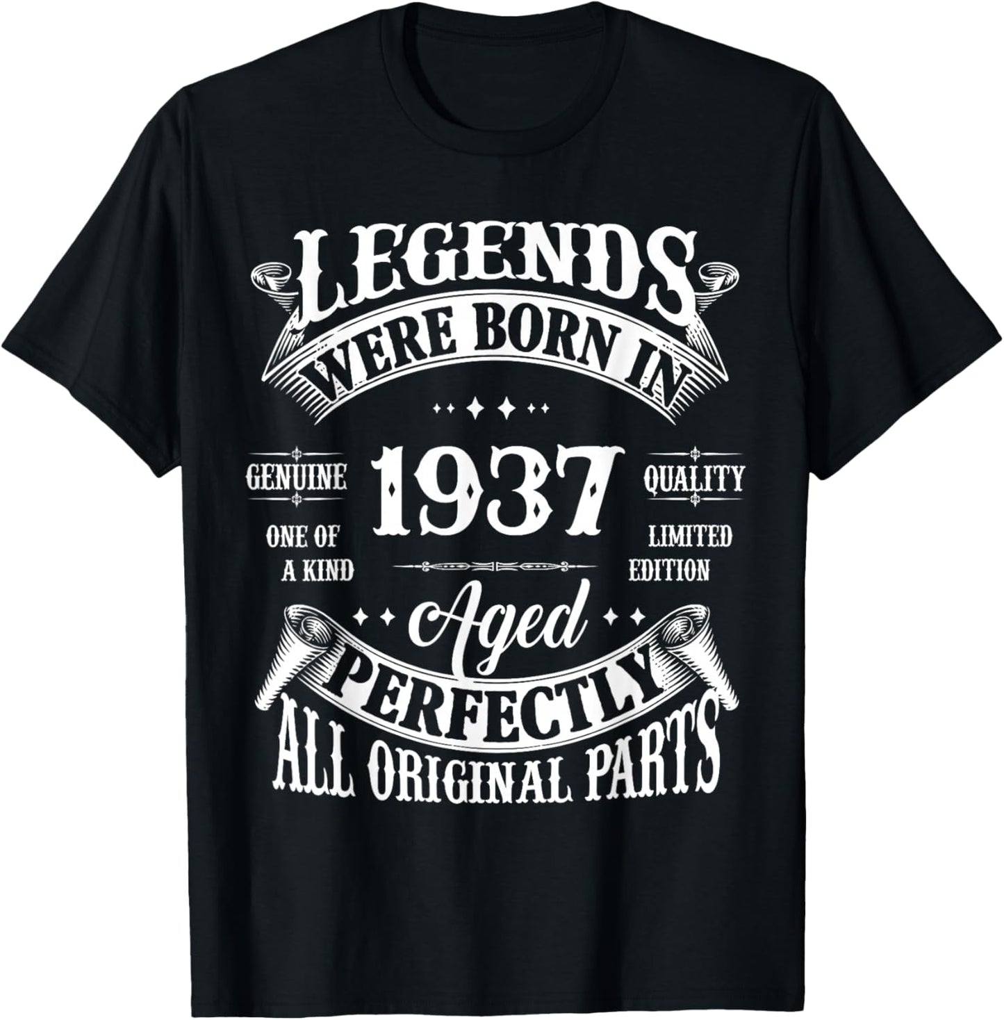 Vintage Legend Born In 1937 88th Birthday 88 Years Old T-Shirt - T-Shirt | Black
