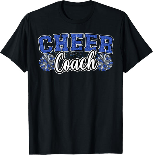 Loud Proud Cheer Coach Pom Poms Blue Cheerleader Women T-Shirt - T-Shirt | Black