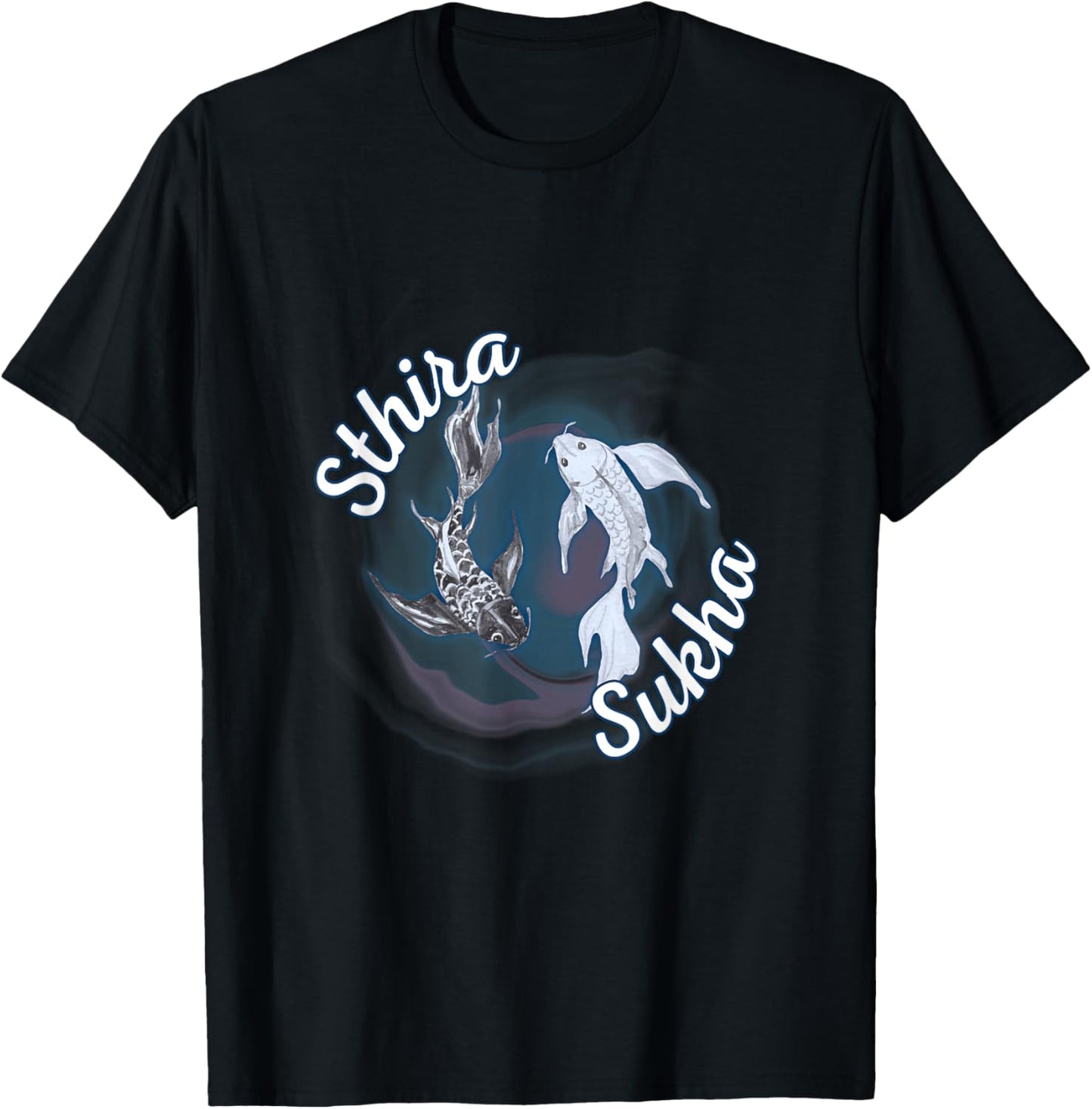 Sthira And Sukha Yoga Asana Steadiness Ease Yin Yang T-Shirt - T-Shirt | Black