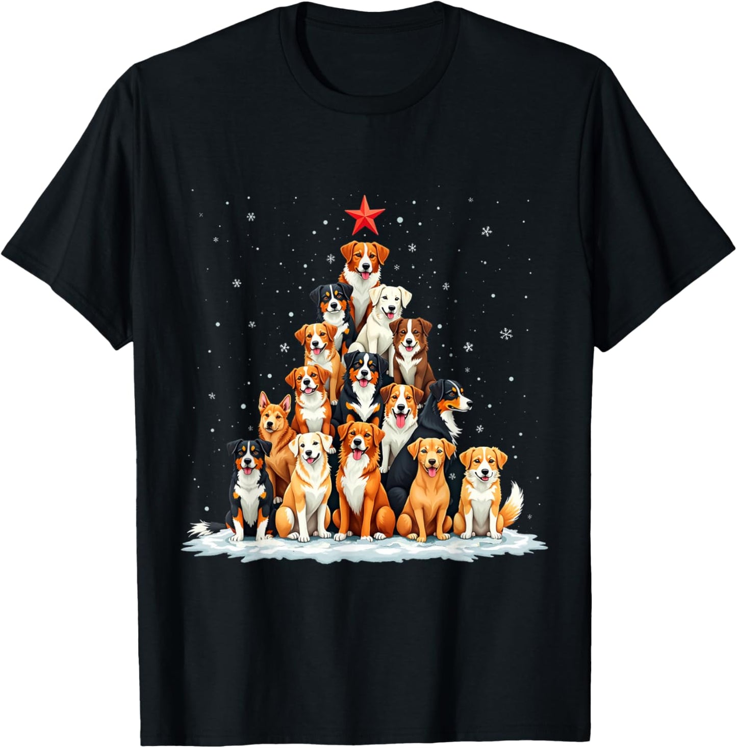 Dog Christmas Tree Dog Xmas Tree Women Men Boys Girls Kids T-Shirt - T-Shirt | Black