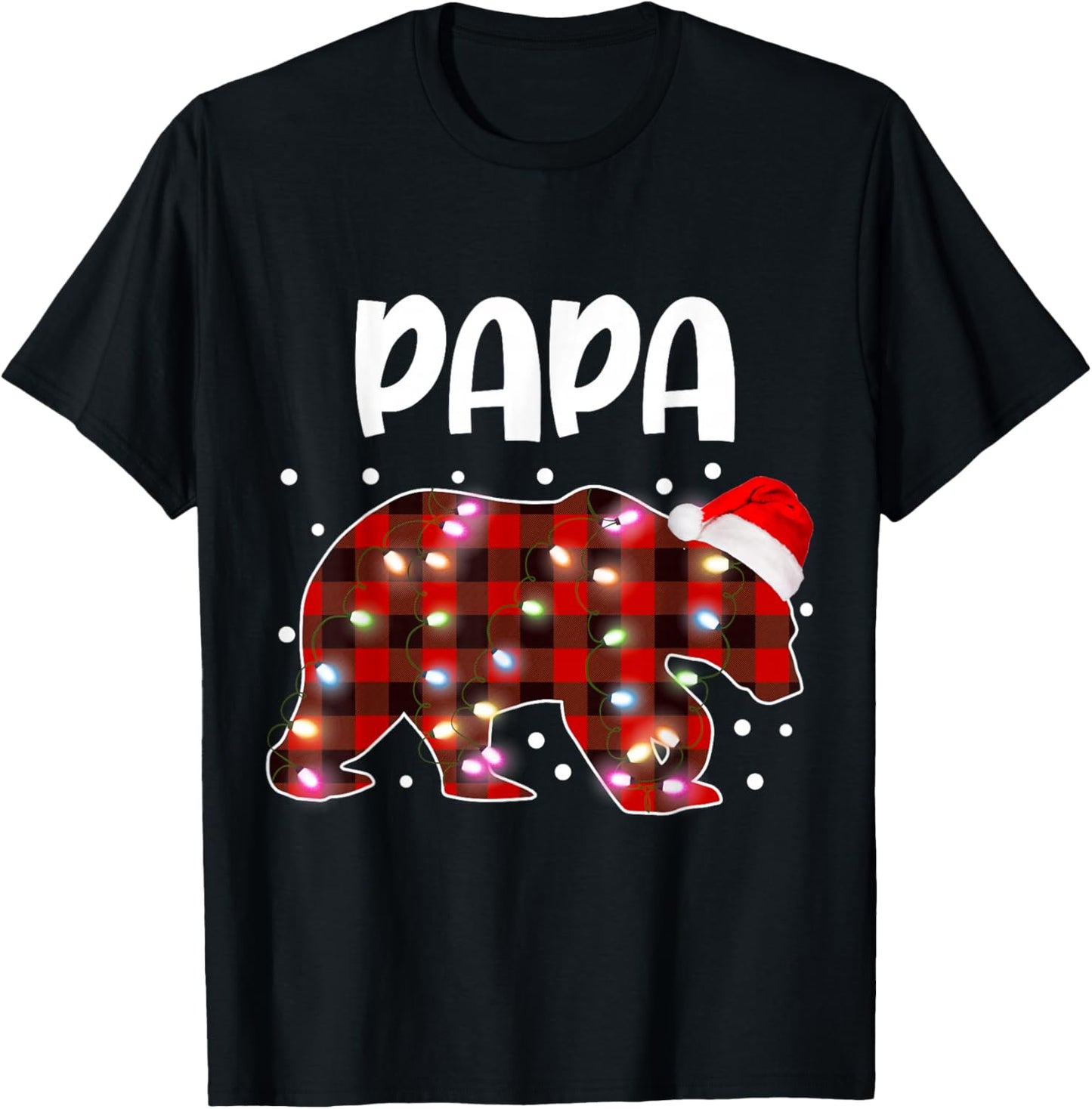 Papa Bear Red& Black Plaid Flannel Christmas Family Pajamas T-Shirt - T-Shirt | Black