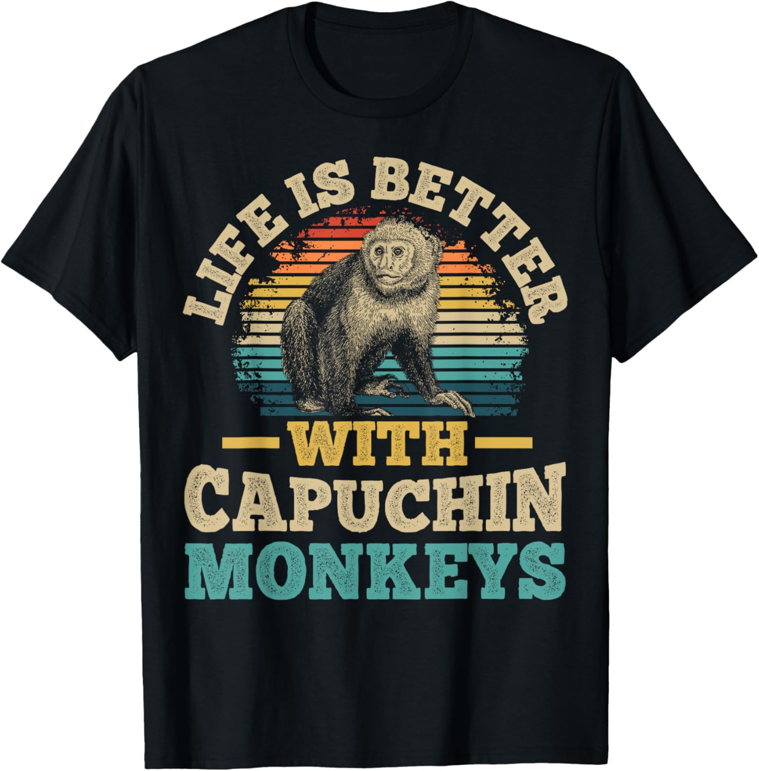 Monkey and Capuchin Monkey Design for a Capuchin Monkey fan T-Shirt - T-Shirt | Black