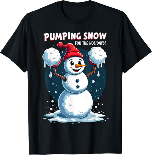 Funny Workout Snowman Christmas Holiday Gym Lifting Snow T-Shirt - T-Shirt | Black