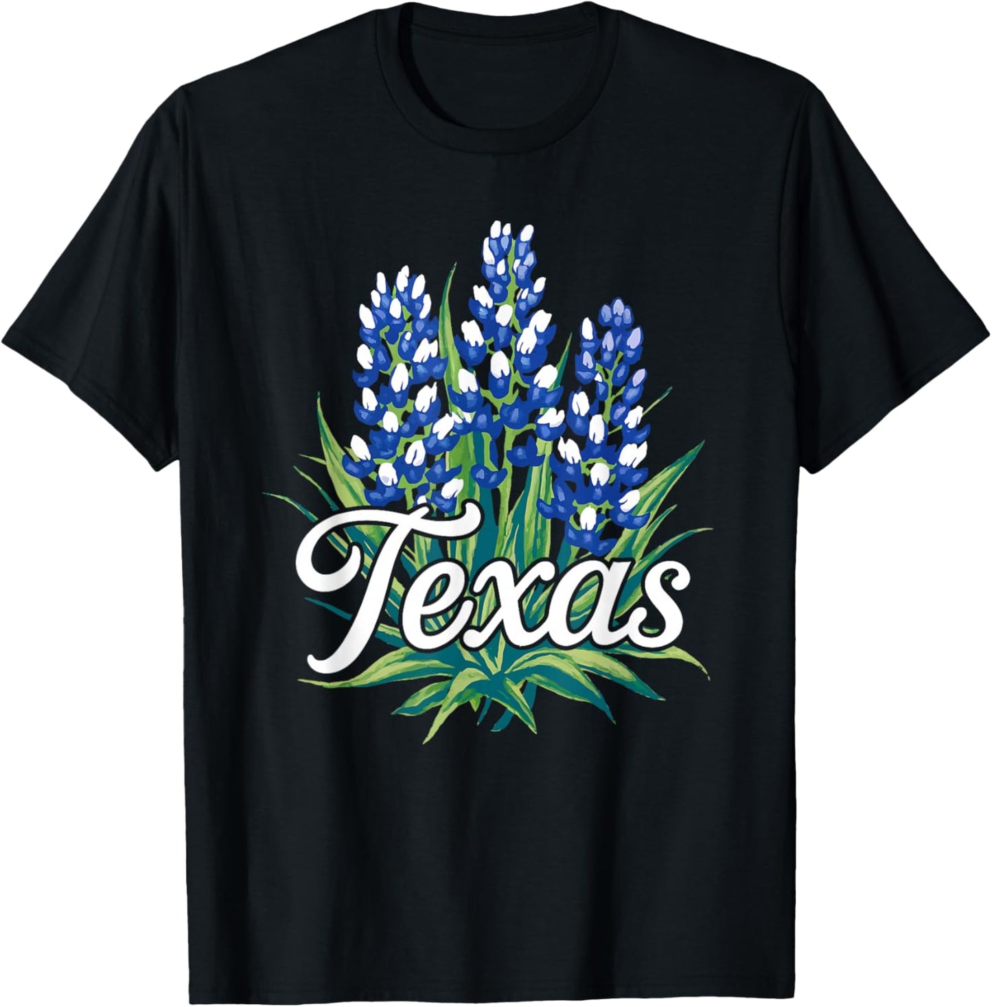 Texas Bluebonnet Floral Graphic T-Shirt - T-Shirt | Black