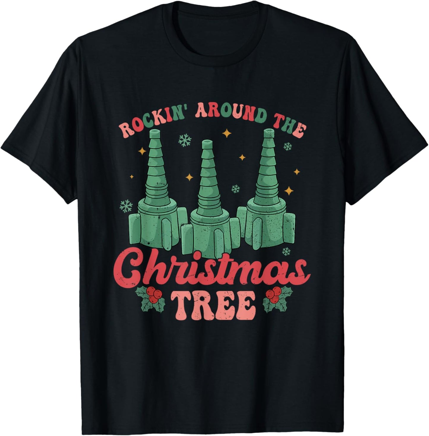 Rocking Around The Christmas Tree Respiratory Therapist Xmas T-Shirt - T-Shirt | Black