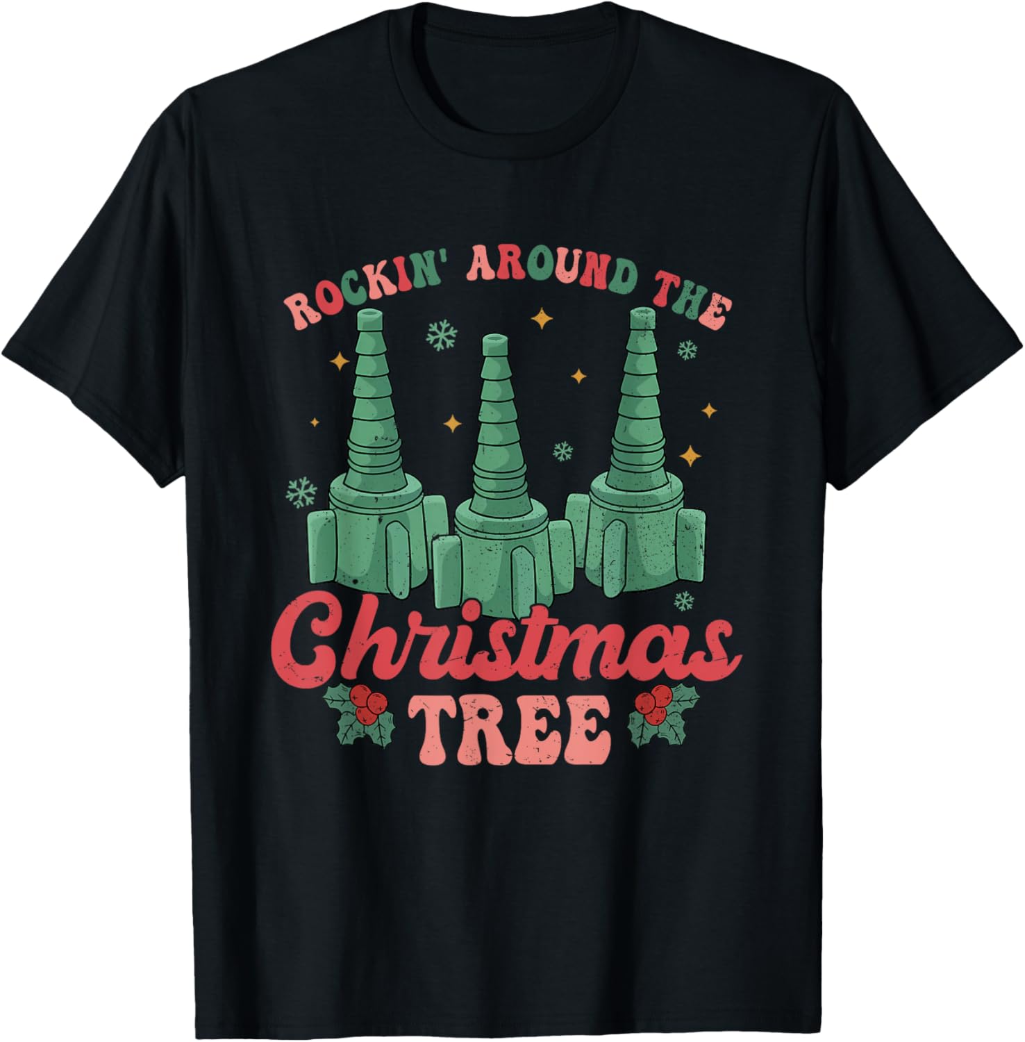 Rocking Around The Christmas Tree Respiratory Therapist Xmas T-Shirt - T-Shirt | Black
