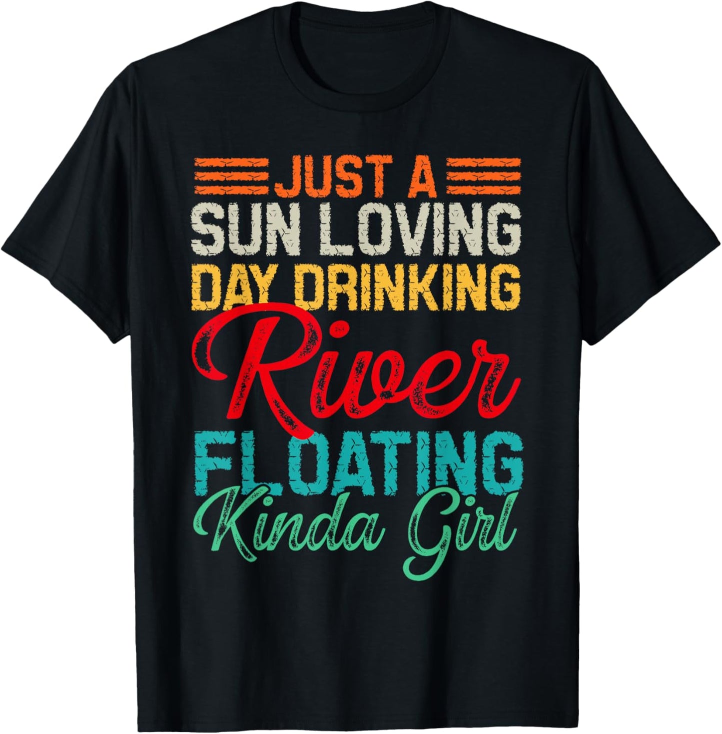 Retro Float Trip River Tubing Floating River Boat Drinking T-Shirt - T-Shirt | Black
