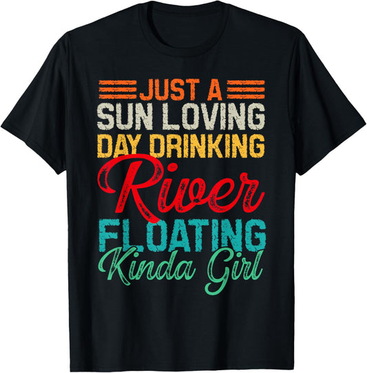 Retro Float Trip River Tubing Floating River Boat Drinking T-Shirt - T-Shirt | Black