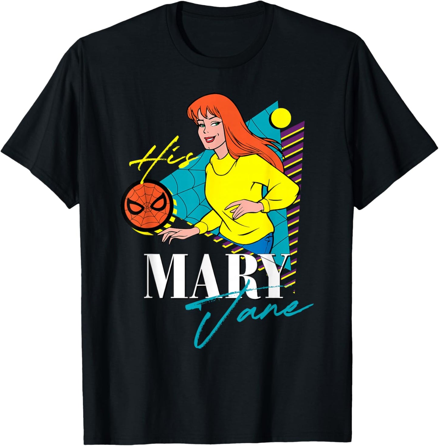 Marvel Spider-Man Retro Couples Matching His Mary Jane T-Shirt - T-Shirt | Black