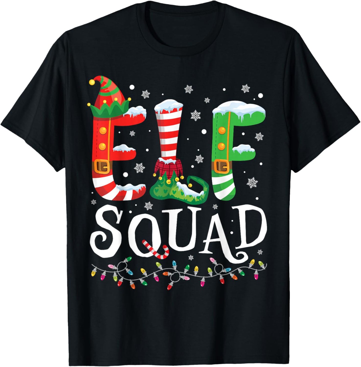 Elf Squad Funny Christmas Family Pajamas T-Shirt - T-Shirt | Black
