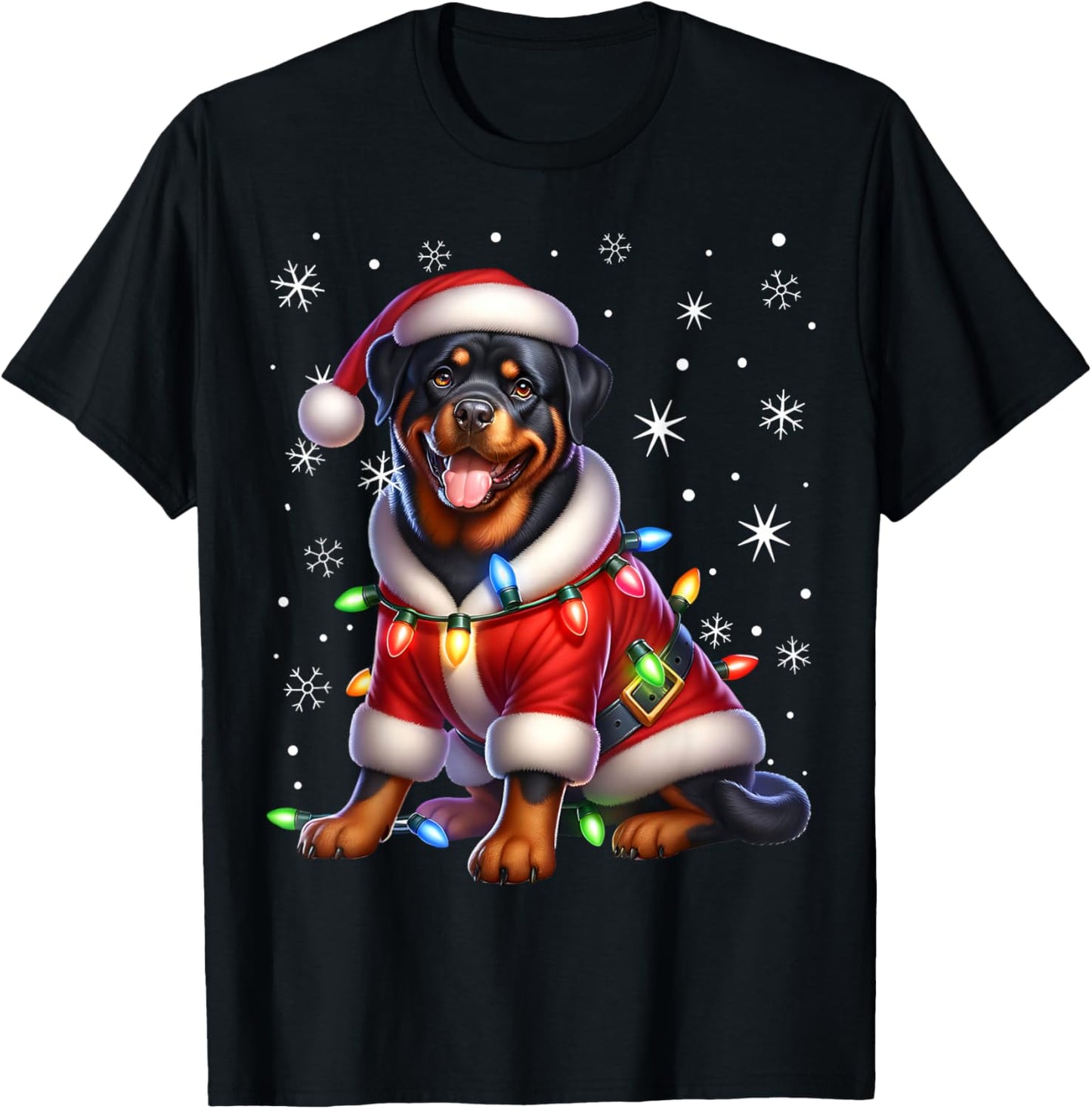 Rottweiler Santa Claus Rottweiler Costume Rottweiler Xmas T-Shirt - T-Shirt | Black